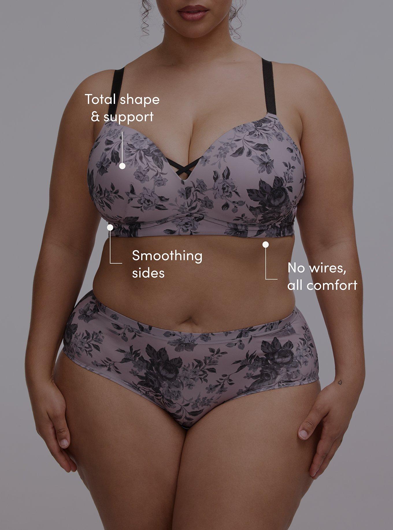 Wire-Free Push-Up Smooth Bra, MOODY BOUQUETS FLORAL LAVENDER, alternate