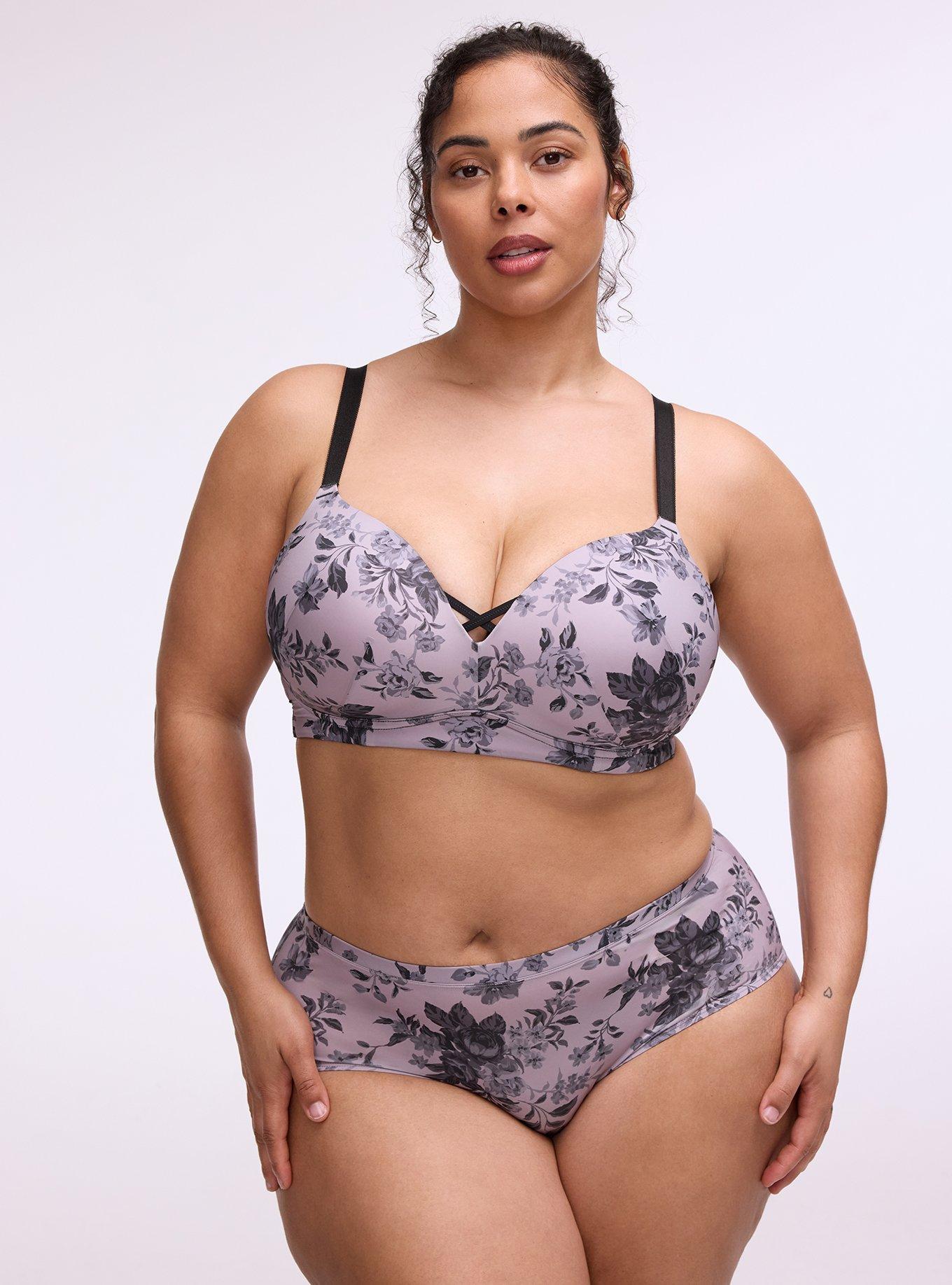Wire-Free Push-Up Smooth Bra, MOODY BOUQUETS FLORAL LAVENDER, hi-res