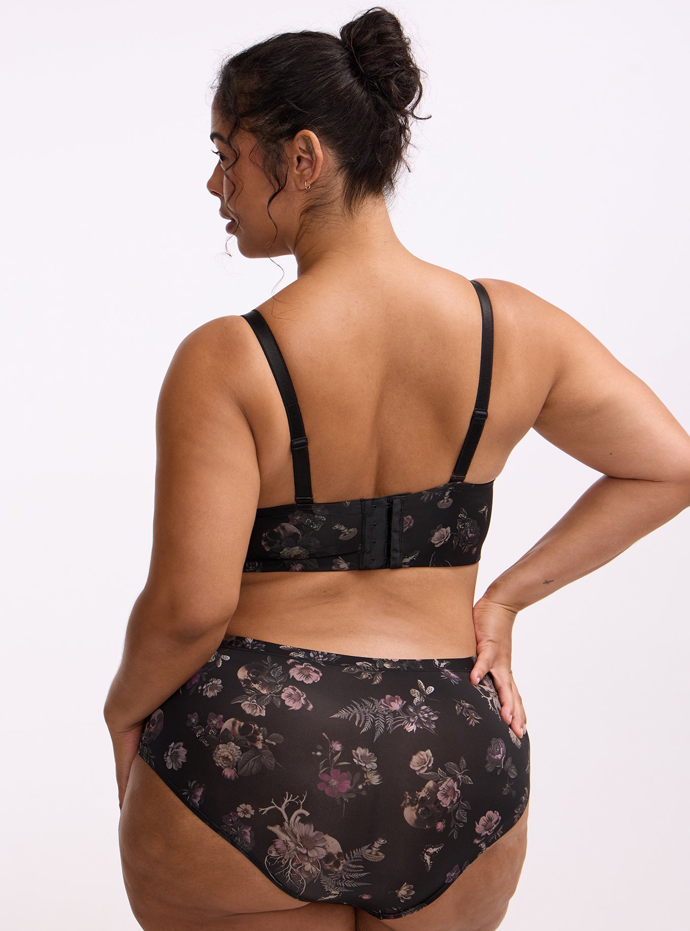 Wire-Free Push-Up Smooth Bra, SKULL FOREST FLORAL BLACK, alternate