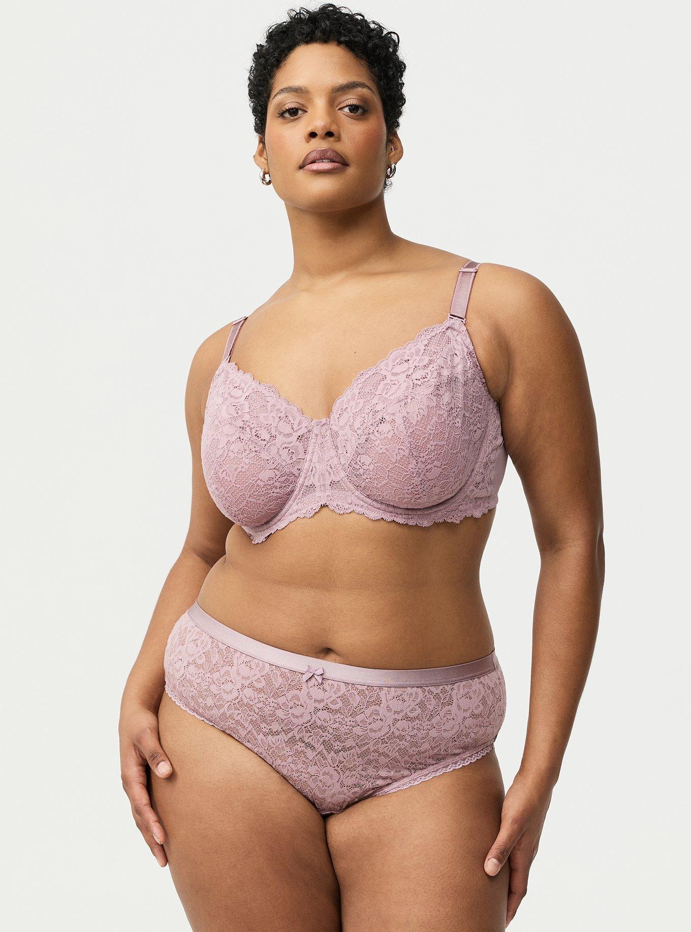 Full Coverage Unlined Lace Bra, TOADSTOOL, alternate