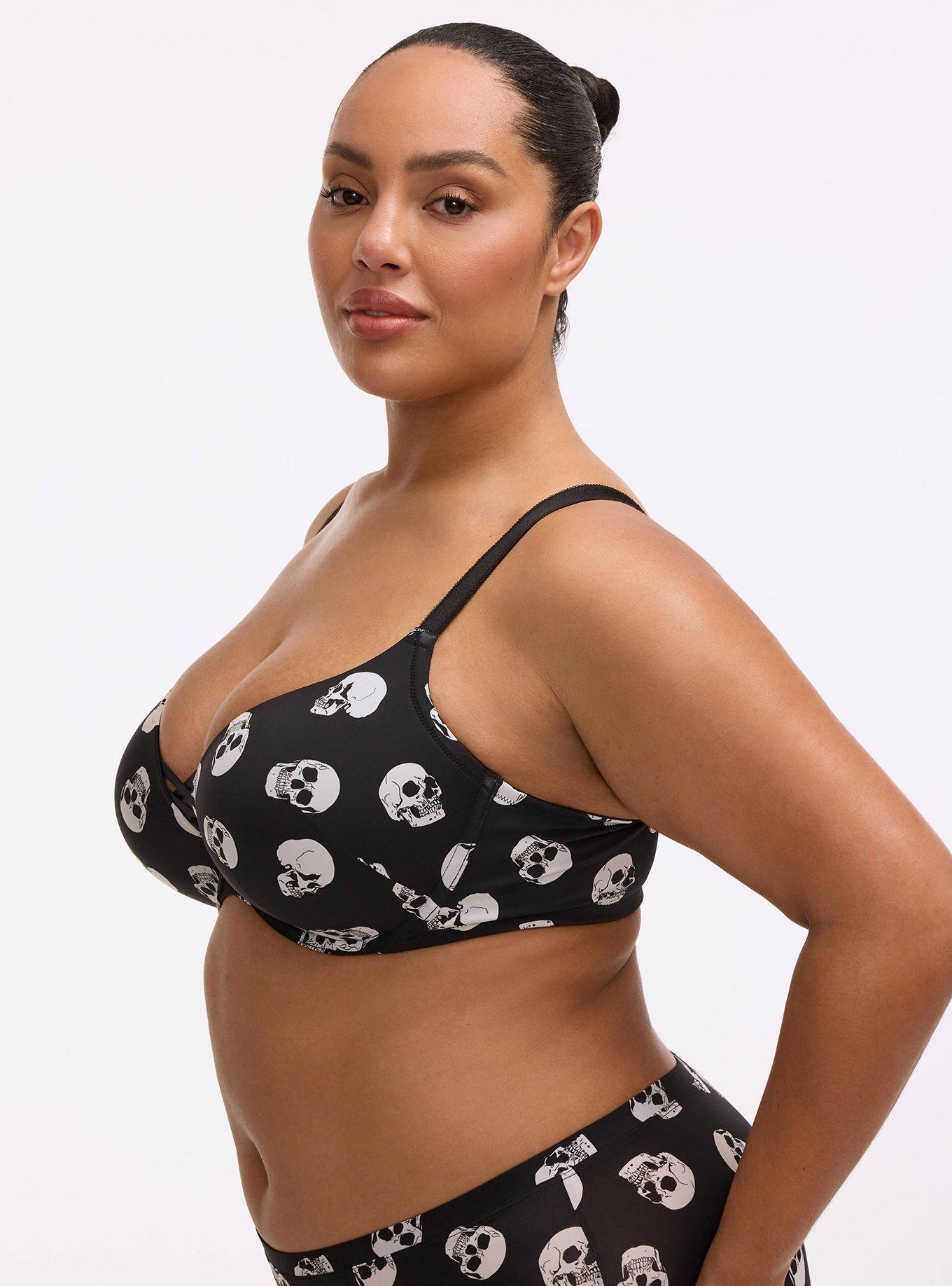 XO Plunge Push-Up Smooth Bra, BUBBLEGUM SKULLS BLACK, alternate