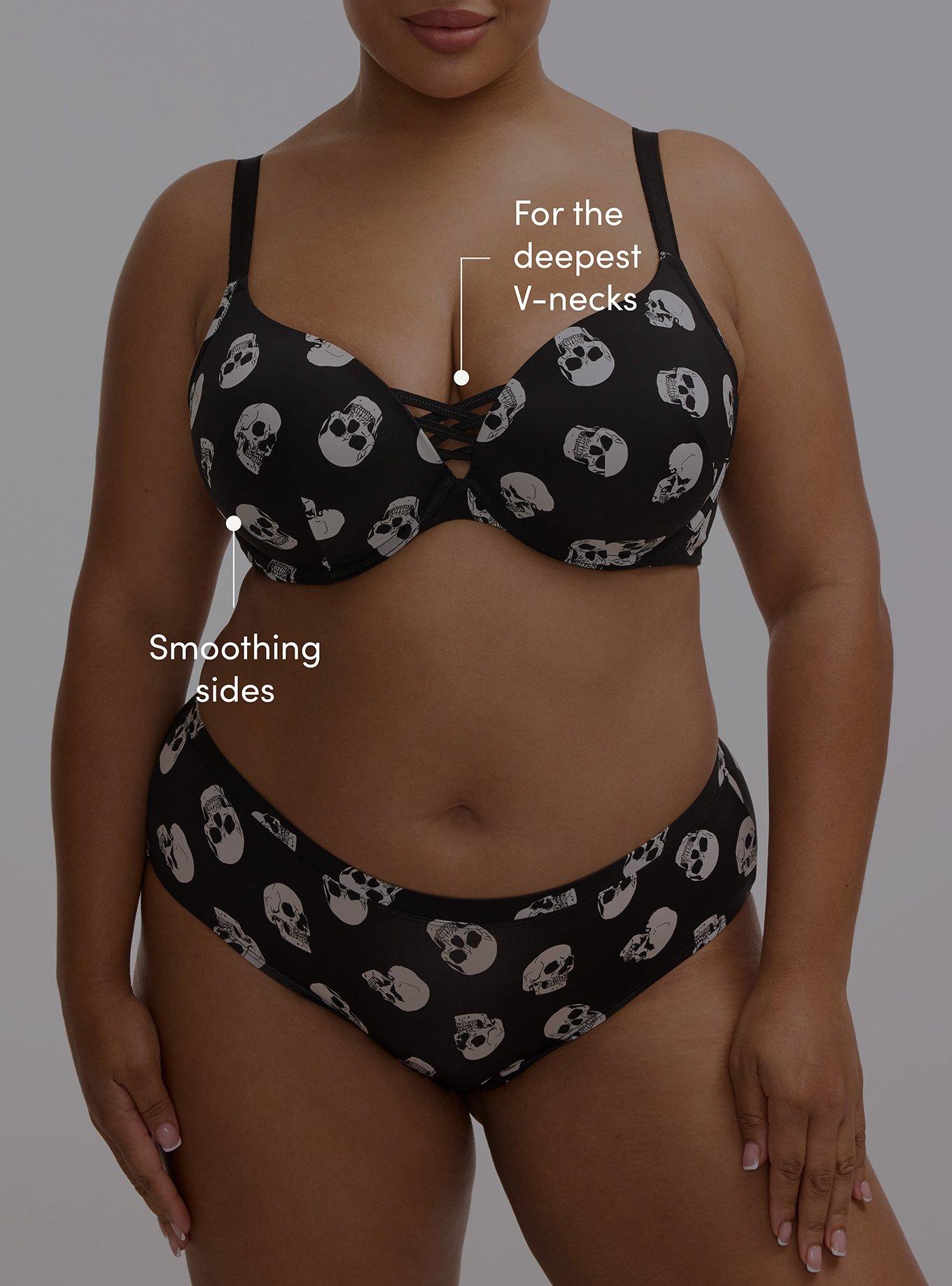 XO Plunge Push-Up Smooth Bra, BUBBLEGUM SKULLS BLACK, alternate