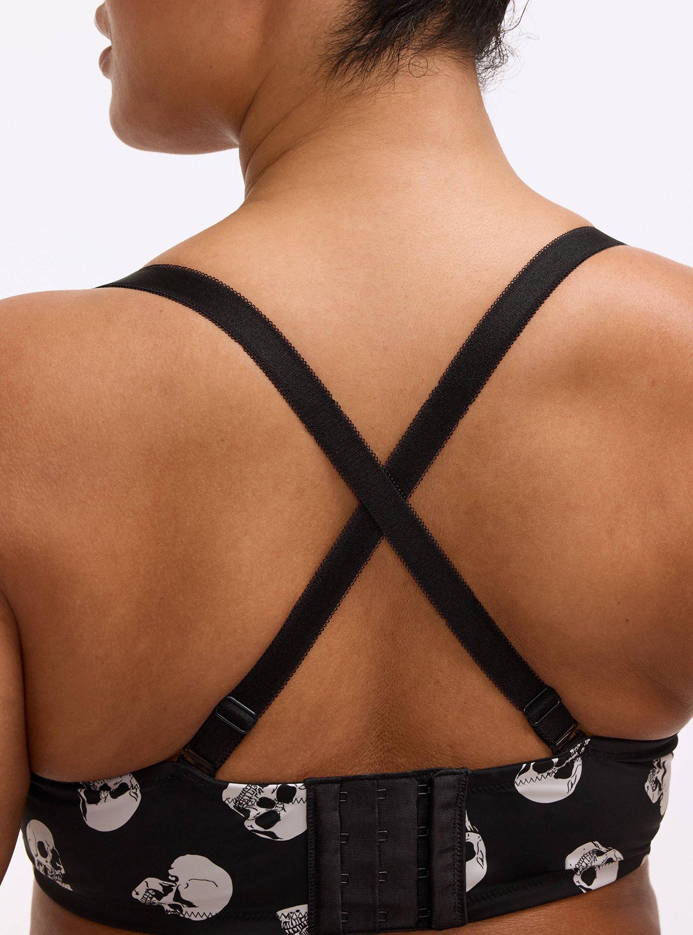 XO Plunge Push-Up Smooth Bra, BUBBLEGUM SKULLS BLACK, alternate