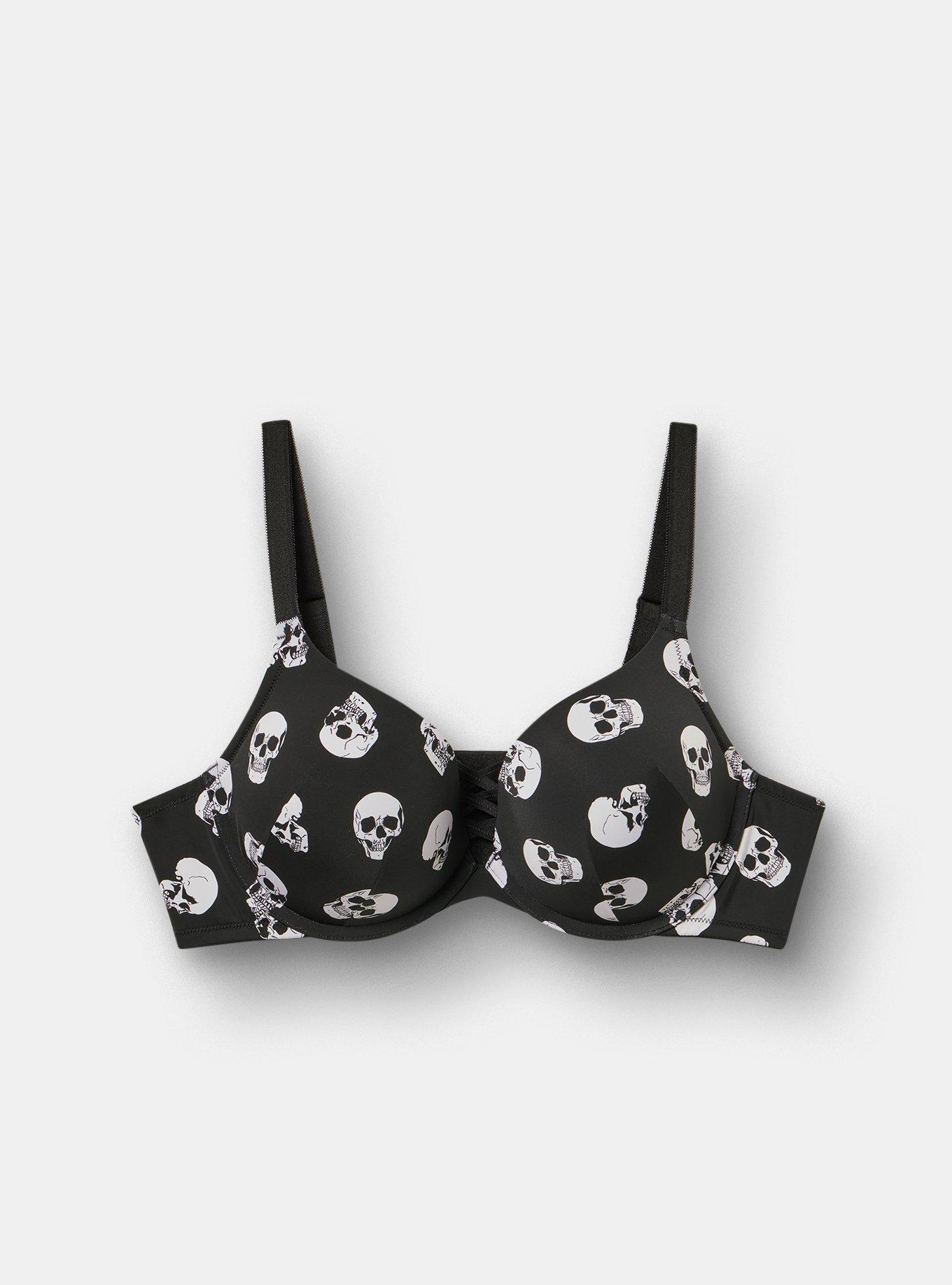 XO Plunge Push-Up Smooth Bra, BUBBLEGUM SKULLS BLACK, hi-res