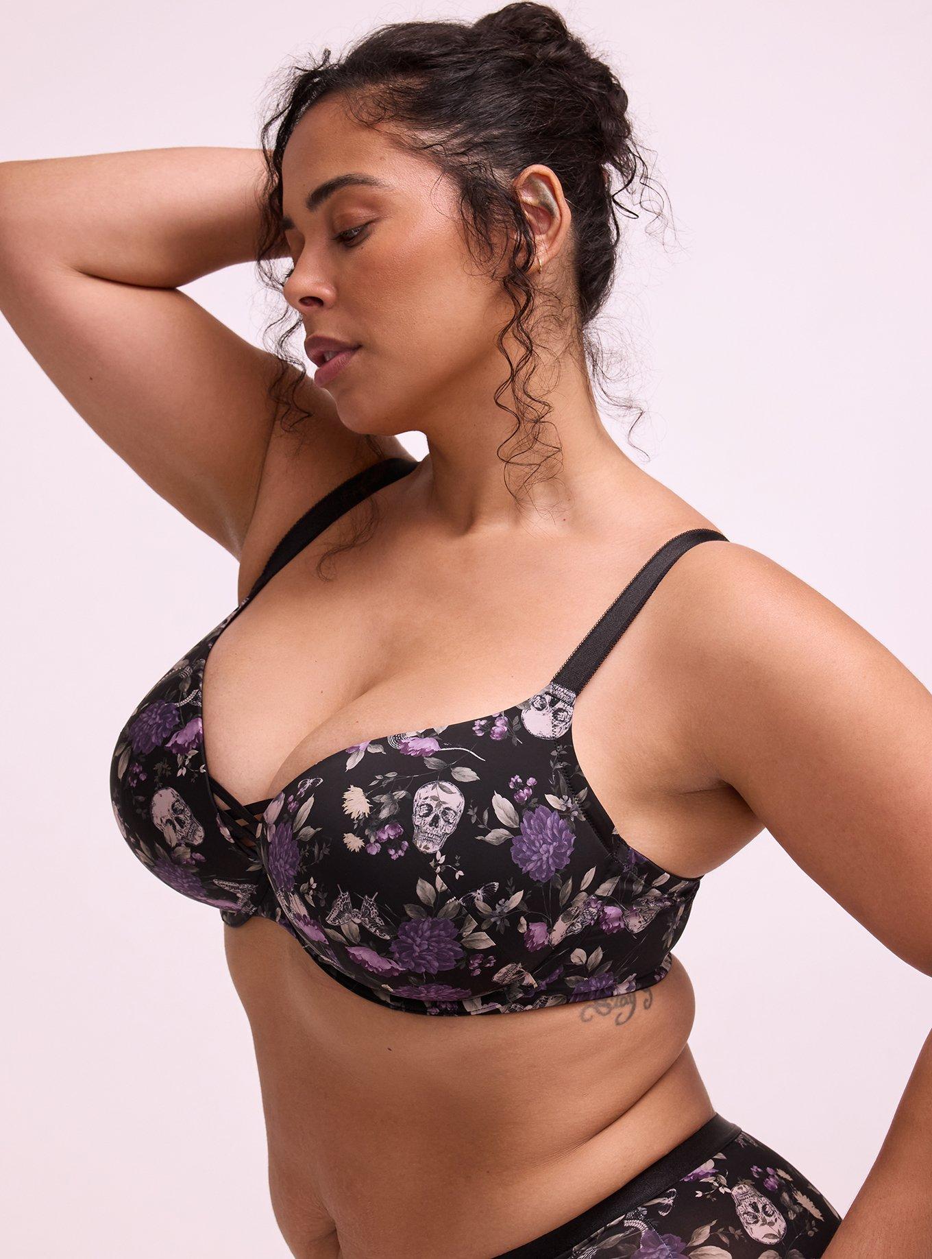 XO Plunge Push-Up Smooth Bra, CONSTANCE FLORAL BLACK, alternate