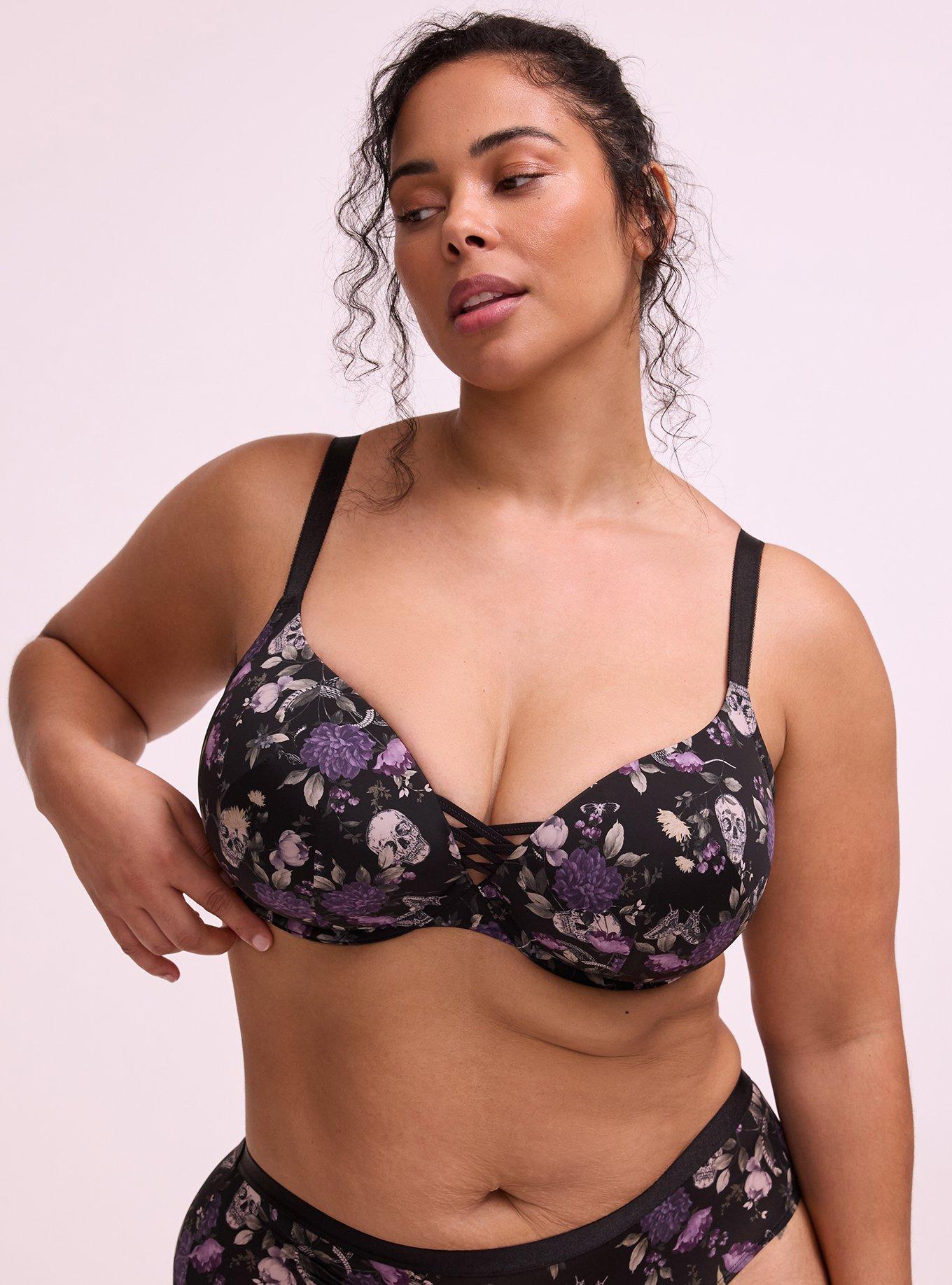 XO Plunge Push-Up Smooth Bra, CONSTANCE FLORAL BLACK, hi-res