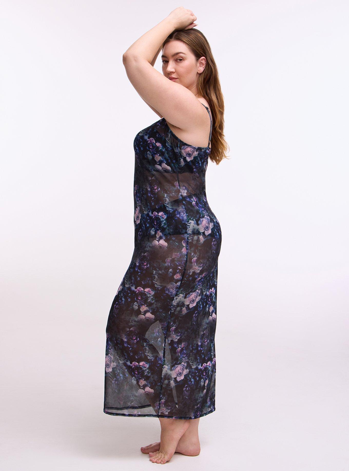 Lingerie Maxi Slip Dress, FORTUNE FLORAL TEAL, alternate
