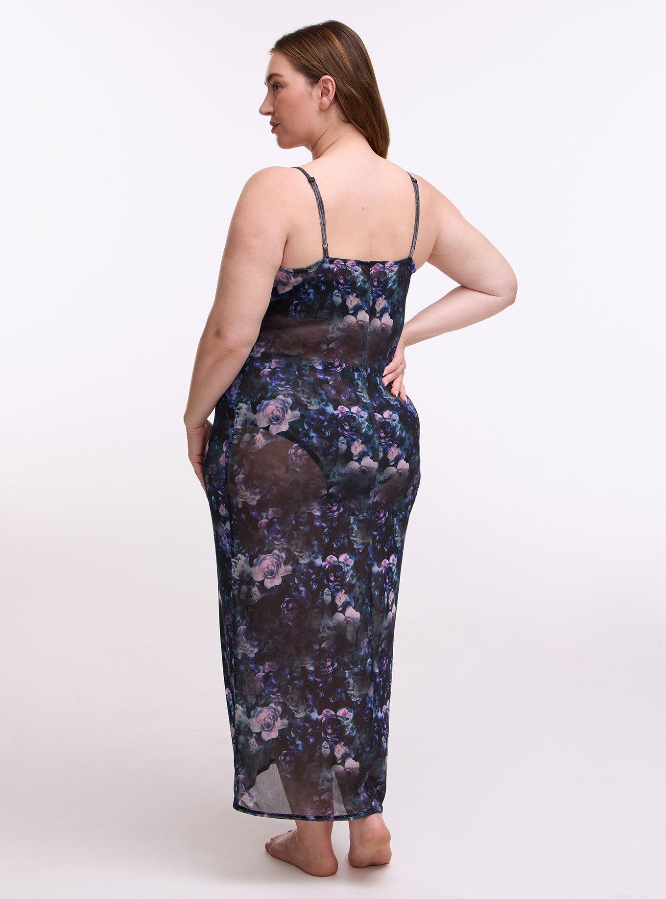 Lingerie Maxi Slip Dress, FORTUNE FLORAL TEAL, alternate
