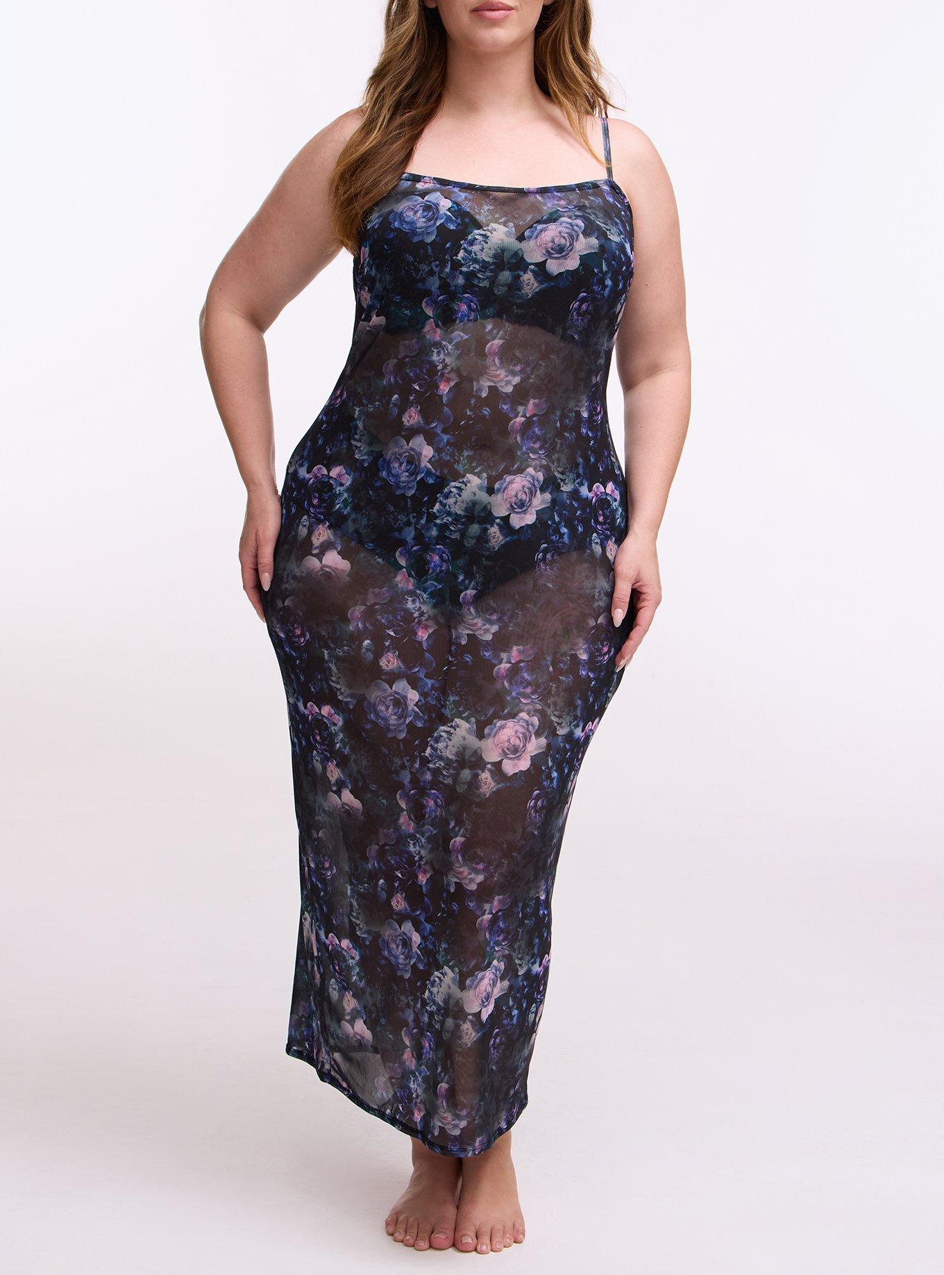 Lingerie Maxi Slip Dress, FORTUNE FLORAL TEAL, alternate