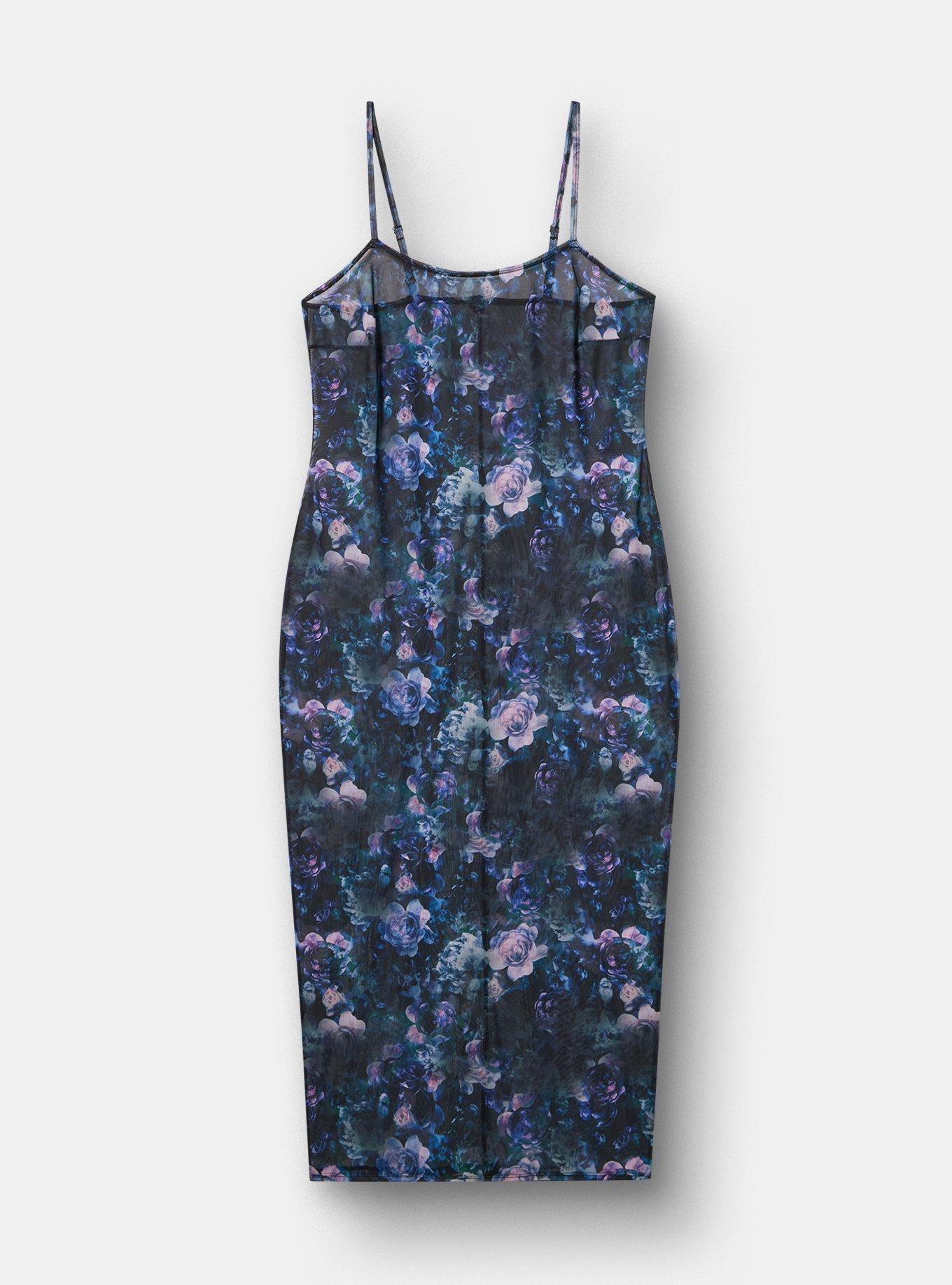 Lingerie Maxi Slip Dress, FORTUNE FLORAL TEAL, flat