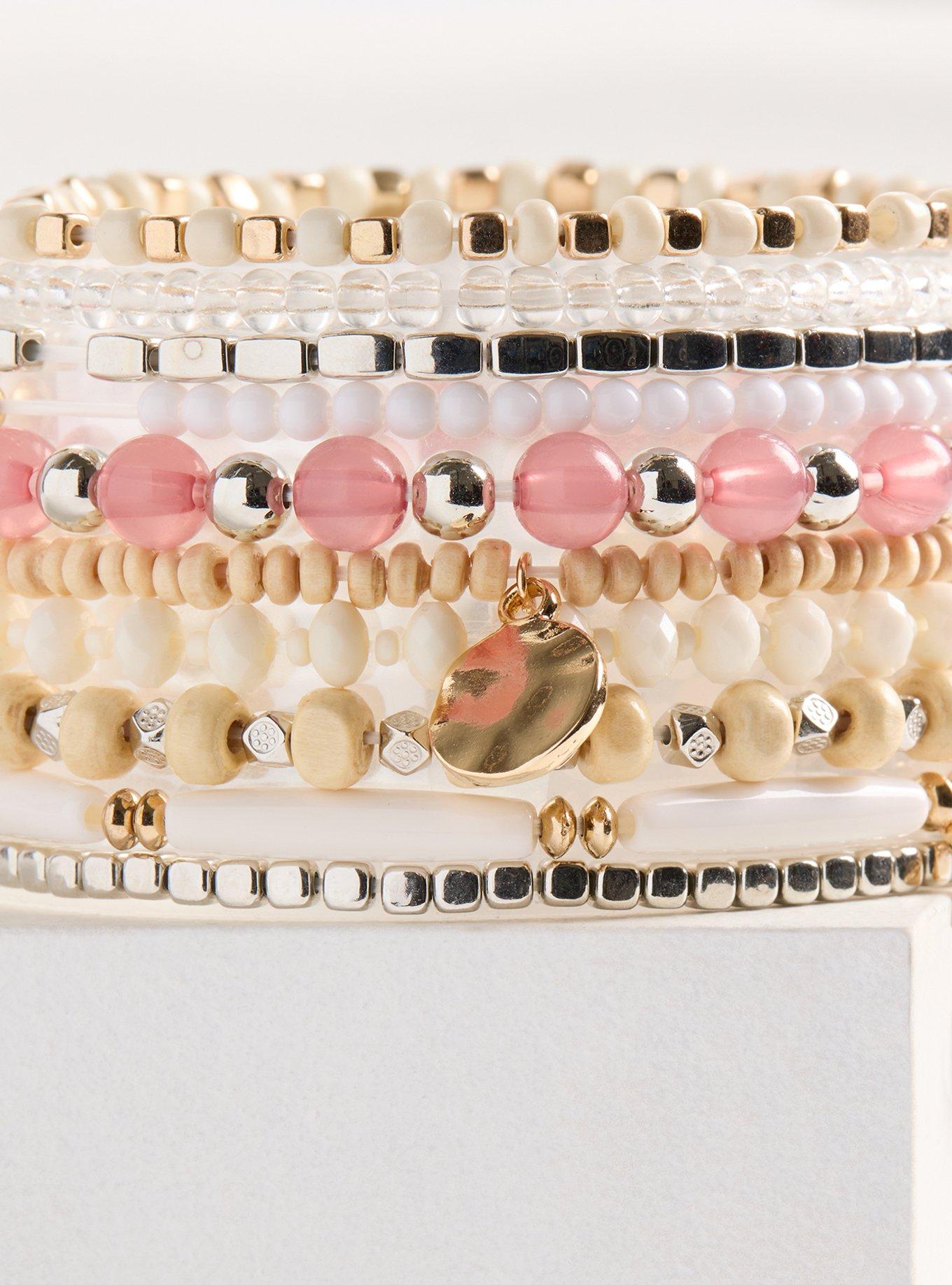 Stone & Pearl Stretch Bracelet Set
