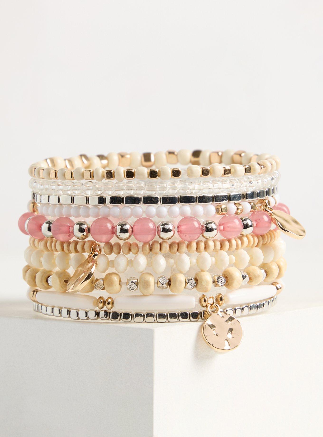 Stone & Pearl Stretch Bracelet Set