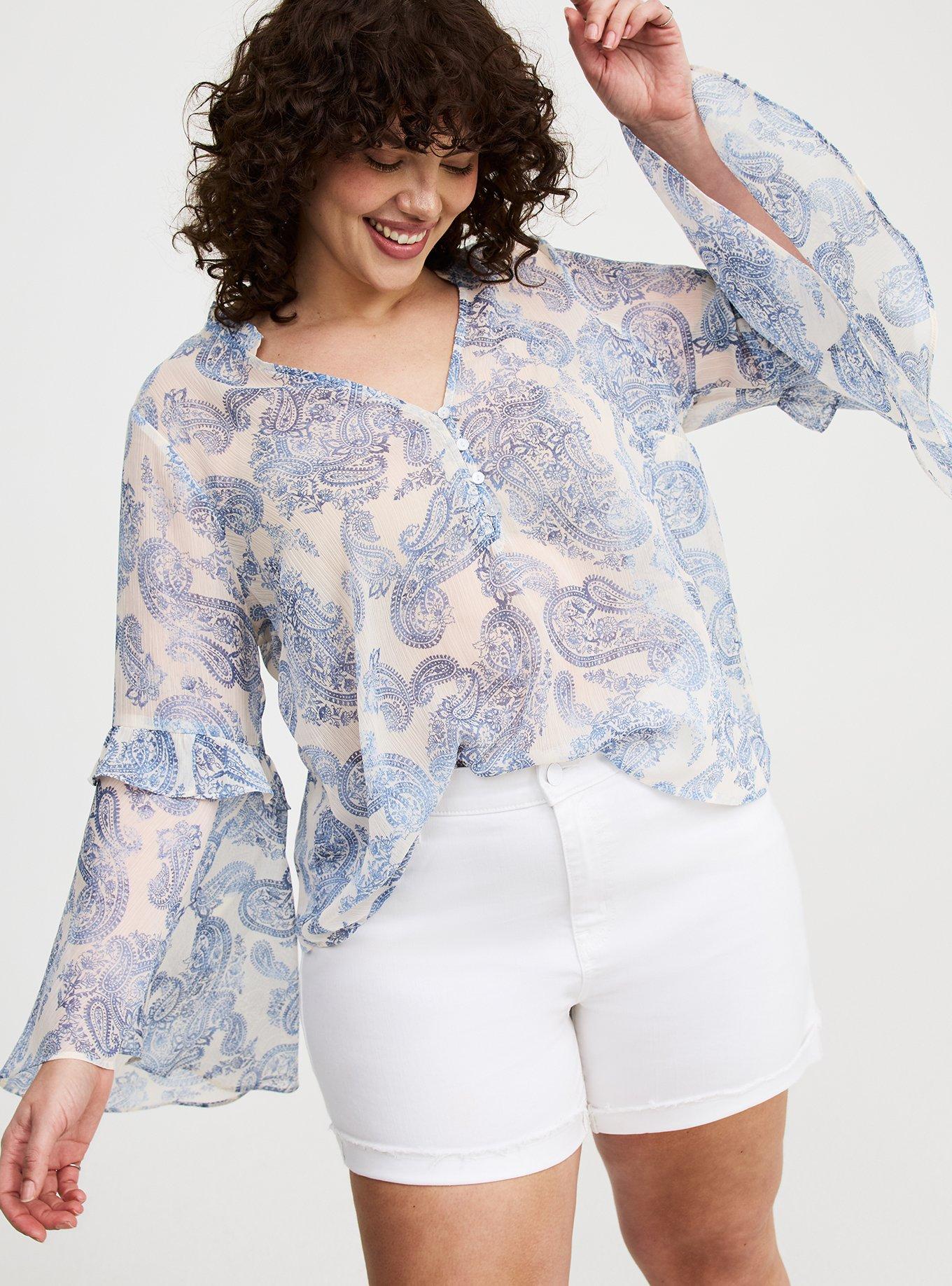 Chiffon V-Neck Ruffle Top