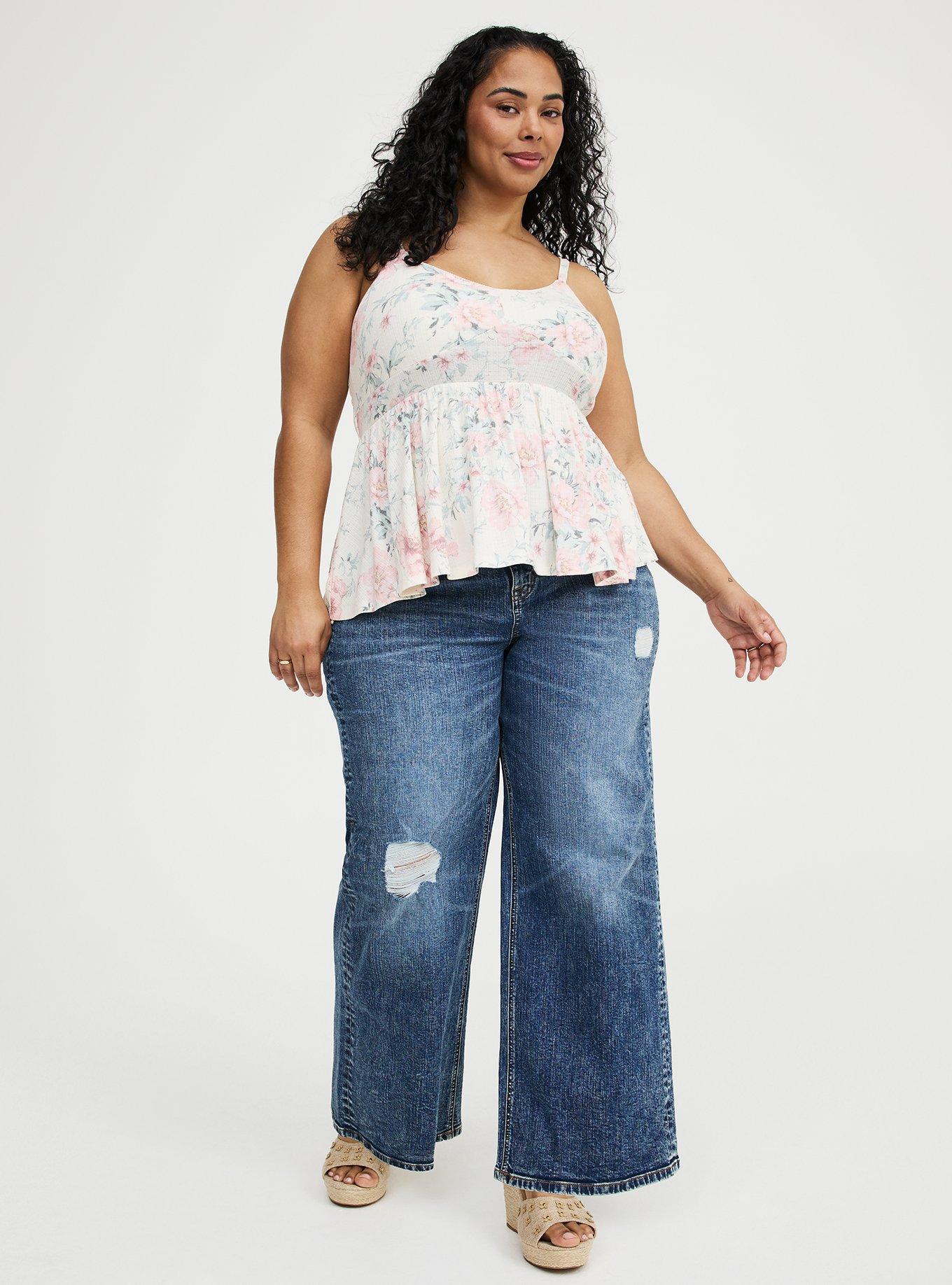 Smocked Criss-Cross Babydoll Top, LOLLA FLORAL IVORY, alternate