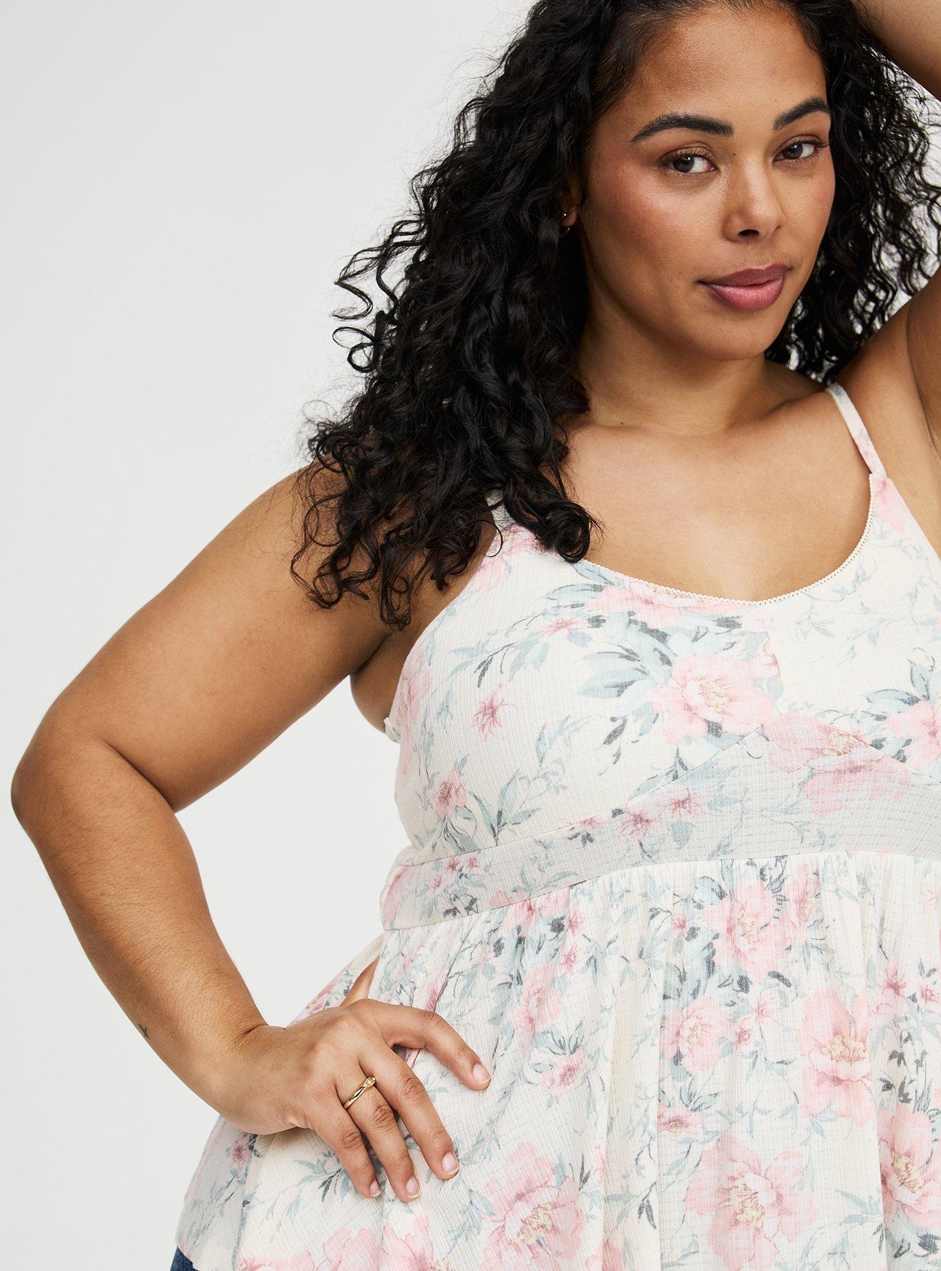 Smocked Criss-Cross Babydoll Top, LOLLA FLORAL IVORY, alternate