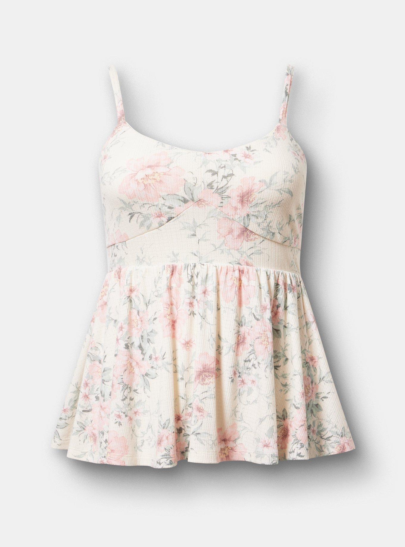 Smocked Criss-Cross Babydoll Top, LOLLA FLORAL IVORY, hi-res