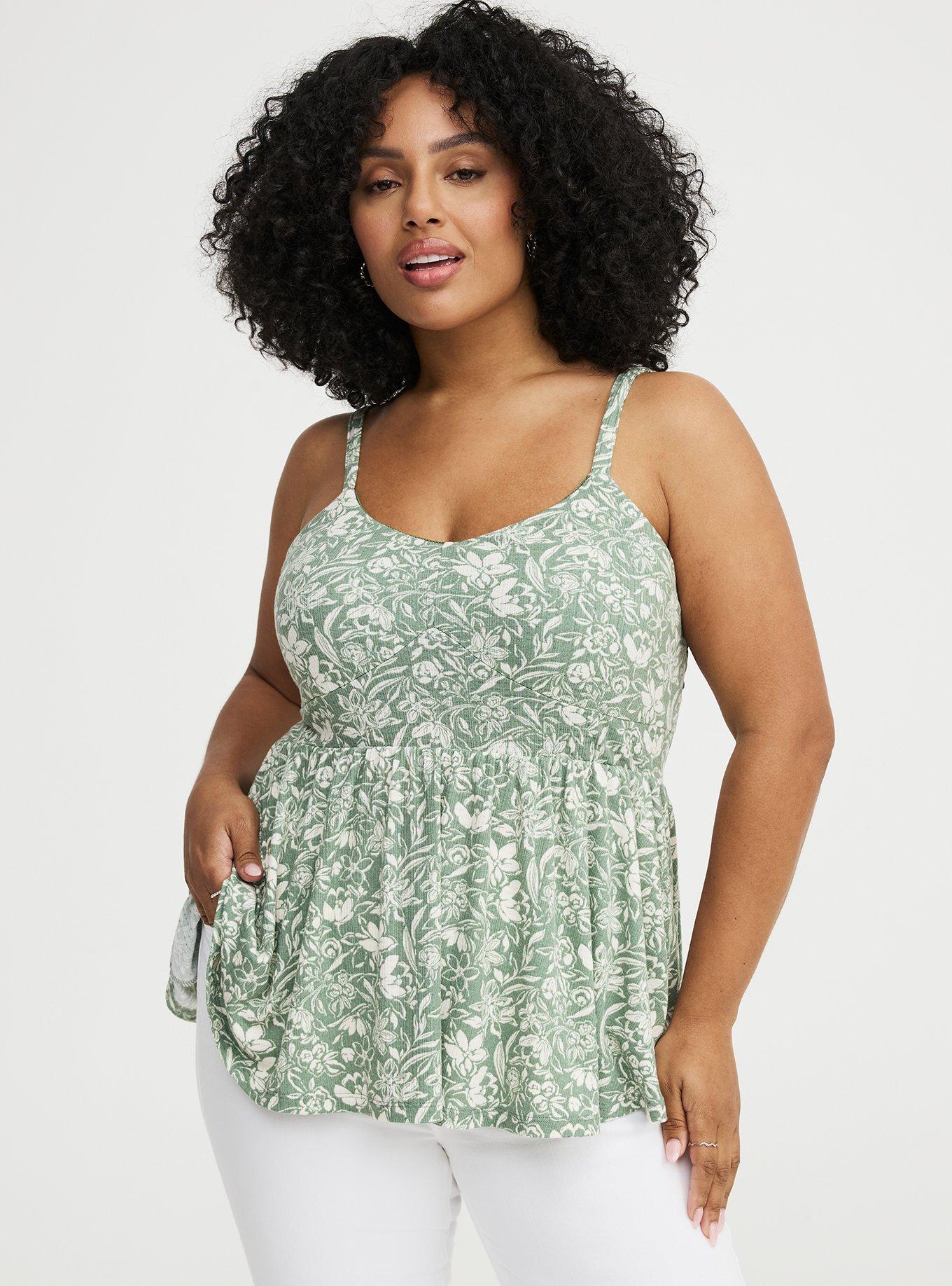 Smocked Criss-Cross Babydoll Top, STEPH FLORAL GREEN, alternate