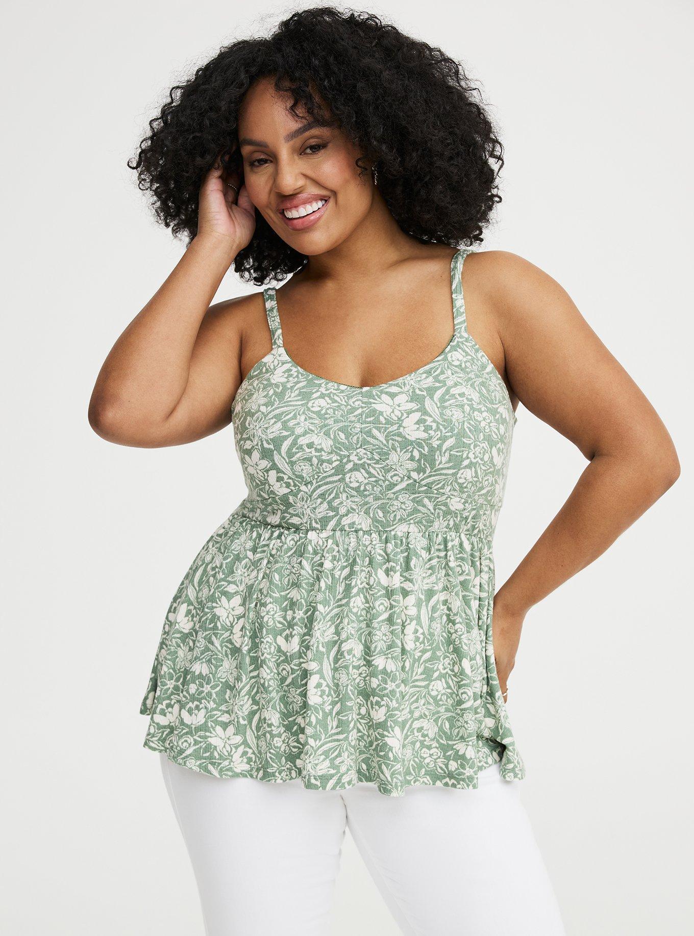 Smocked Criss-Cross Babydoll Top, STEPH FLORAL GREEN, alternate