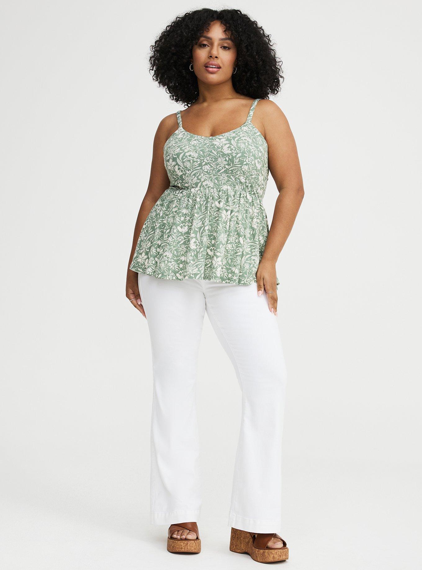 Smocked Criss-Cross Babydoll Top, STEPH FLORAL GREEN, alternate