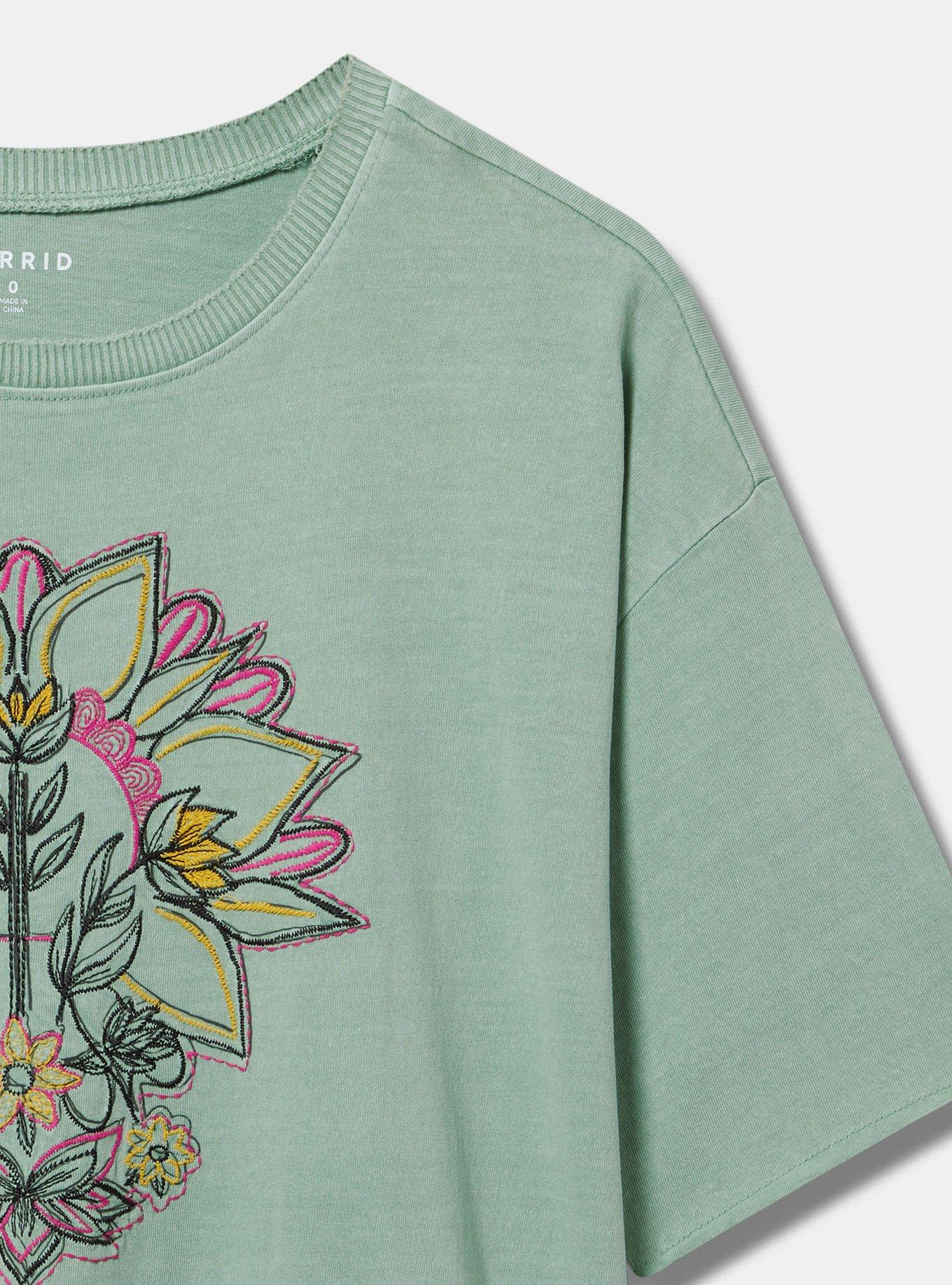 Floral Mandala Relaxed Heritage Jersey Raw Edge Tee