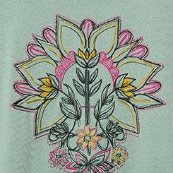 Plus Size Floral Mandala Relaxed Heritage Jersey Raw Edge Tee, GRANITE GREEN, swatch
