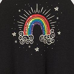 Plus Size Rainbow Fitted Vintage Jersey Ringer Crop Tee, DEEP BLACK, swatch