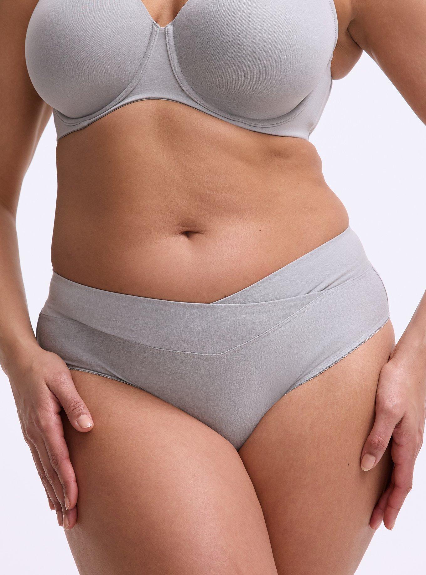 Microfiber Cross Front Mid-Rise Hipster Panty, LIGHT GREY HEATHER, alternate