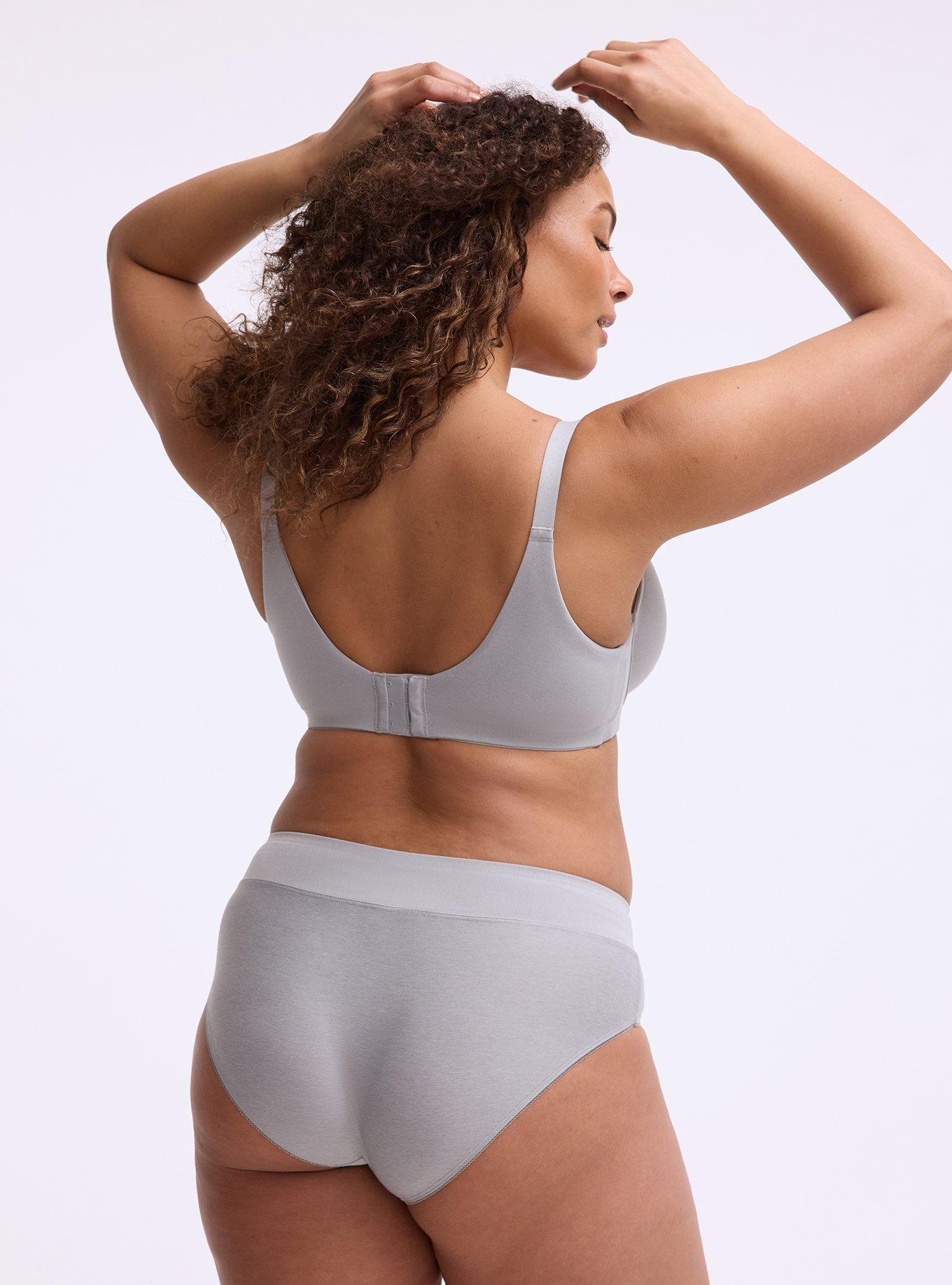 Microfiber Cross Front Mid-Rise Hipster Panty, LIGHT GREY HEATHER, alternate