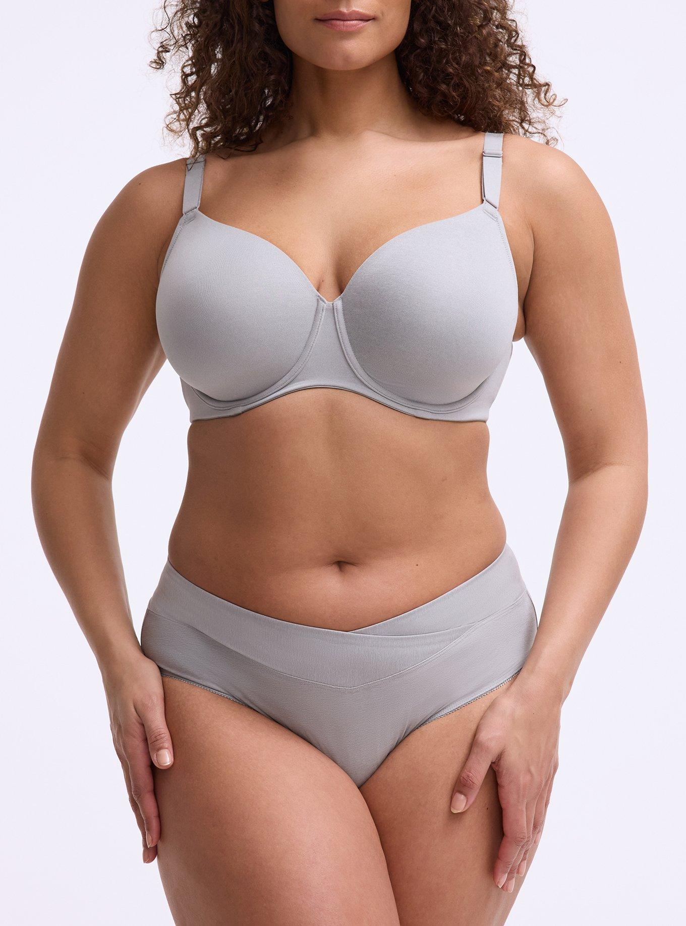 Microfiber Cross Front Mid-Rise Hipster Panty, LIGHT GREY HEATHER, alternate