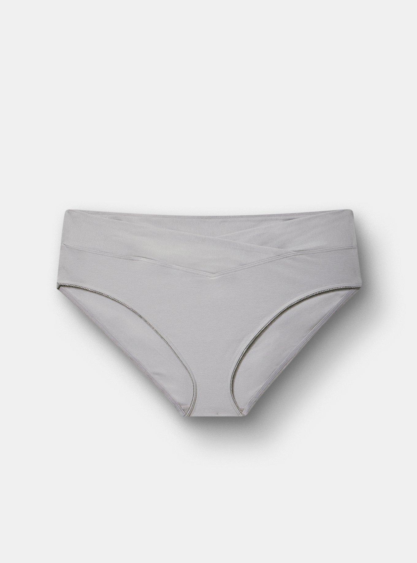Microfiber Cross Front Mid-Rise Hipster Panty, LIGHT GREY HEATHER, hi-res