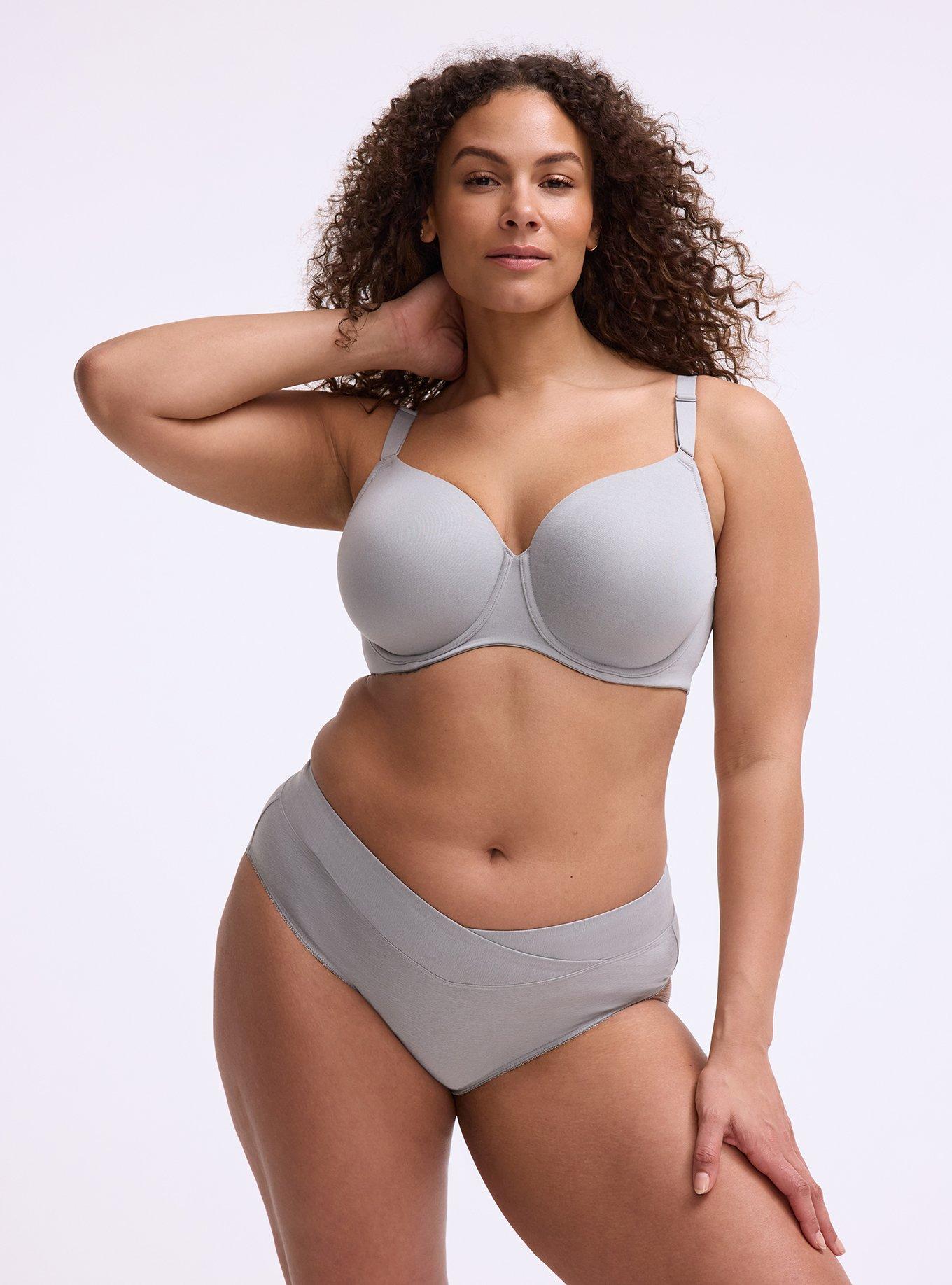 Microfiber Cross Front Mid-Rise Hipster Panty, LIGHT GREY HEATHER, hi-res