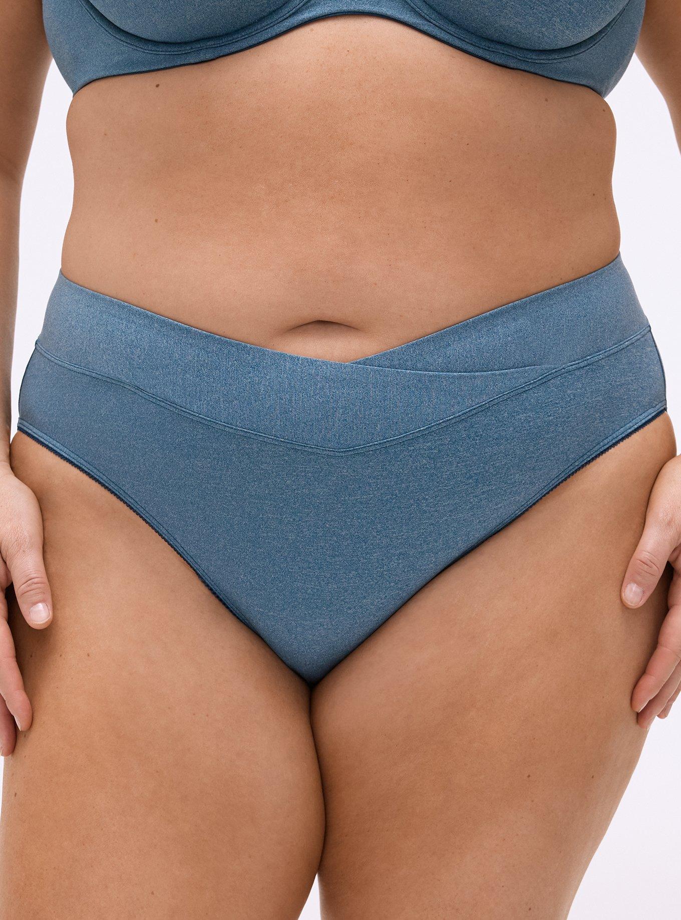 Microfiber Cross Front Mid-Rise Hipster Panty, LEGION BLUE HEATHER, alternate