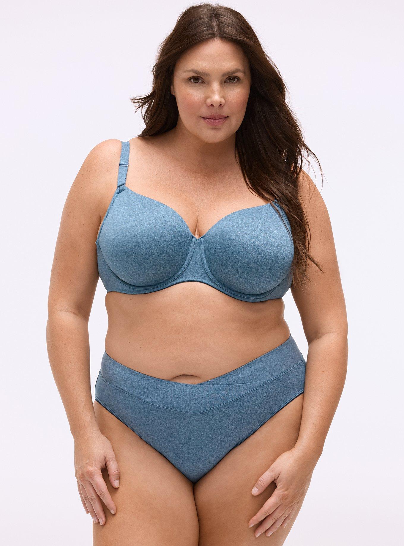 Microfiber Cross Front Mid-Rise Hipster Panty, LEGION BLUE HEATHER, hi-res