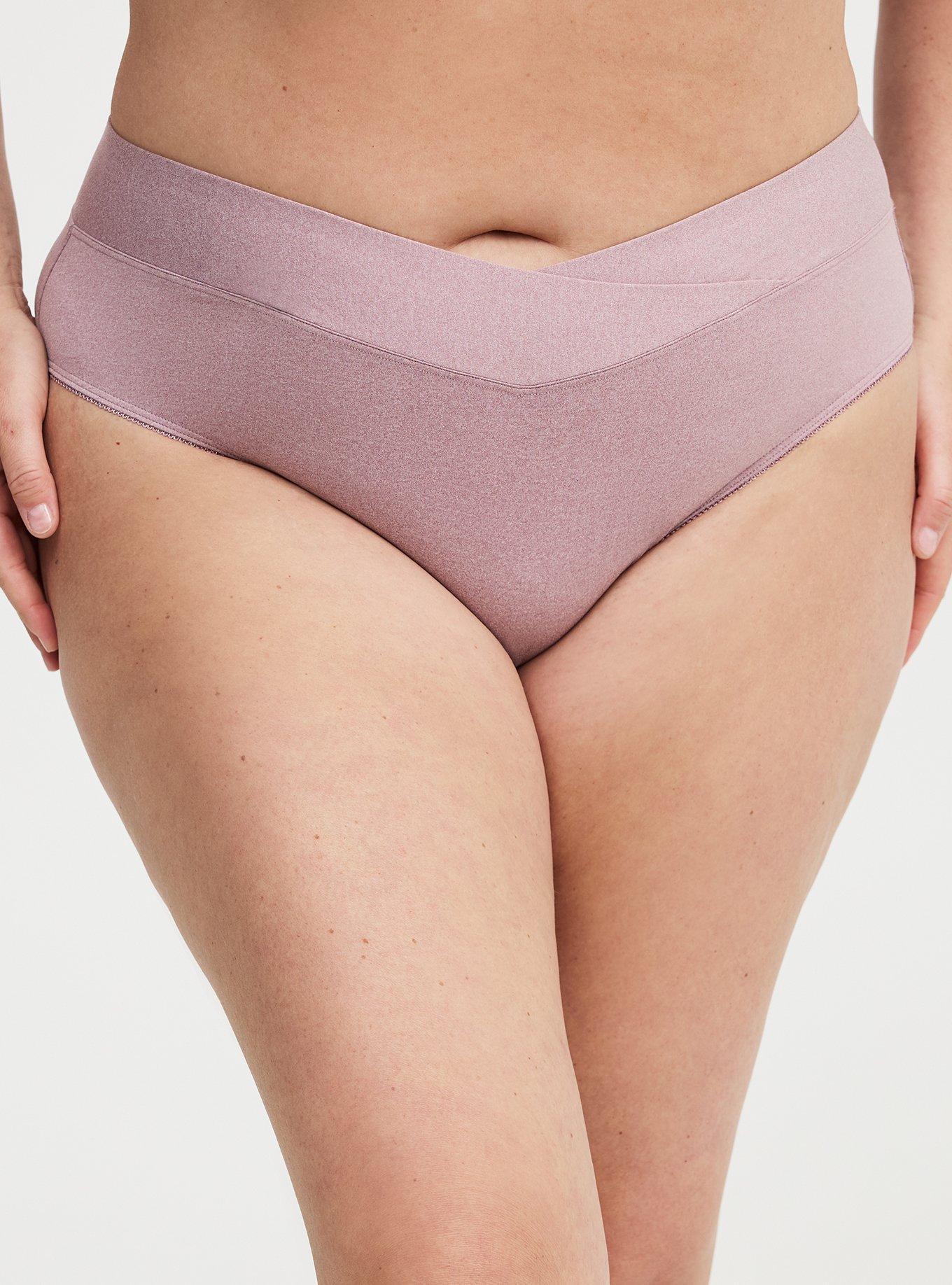 Microfiber Cross Front Mid-Rise Hipster Panty, TOADSTOOL HEATHER, alternate