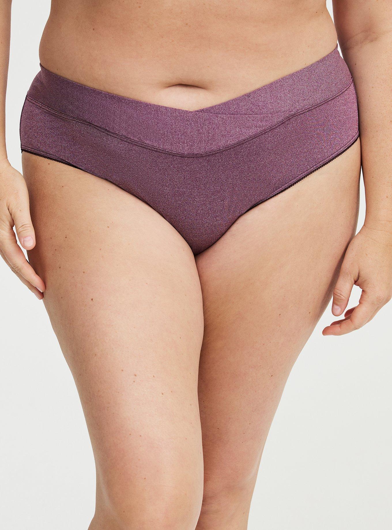 Microfiber Cross Front Mid-Rise Hipster Panty, POTENT PURPLE HEATHER, alternate