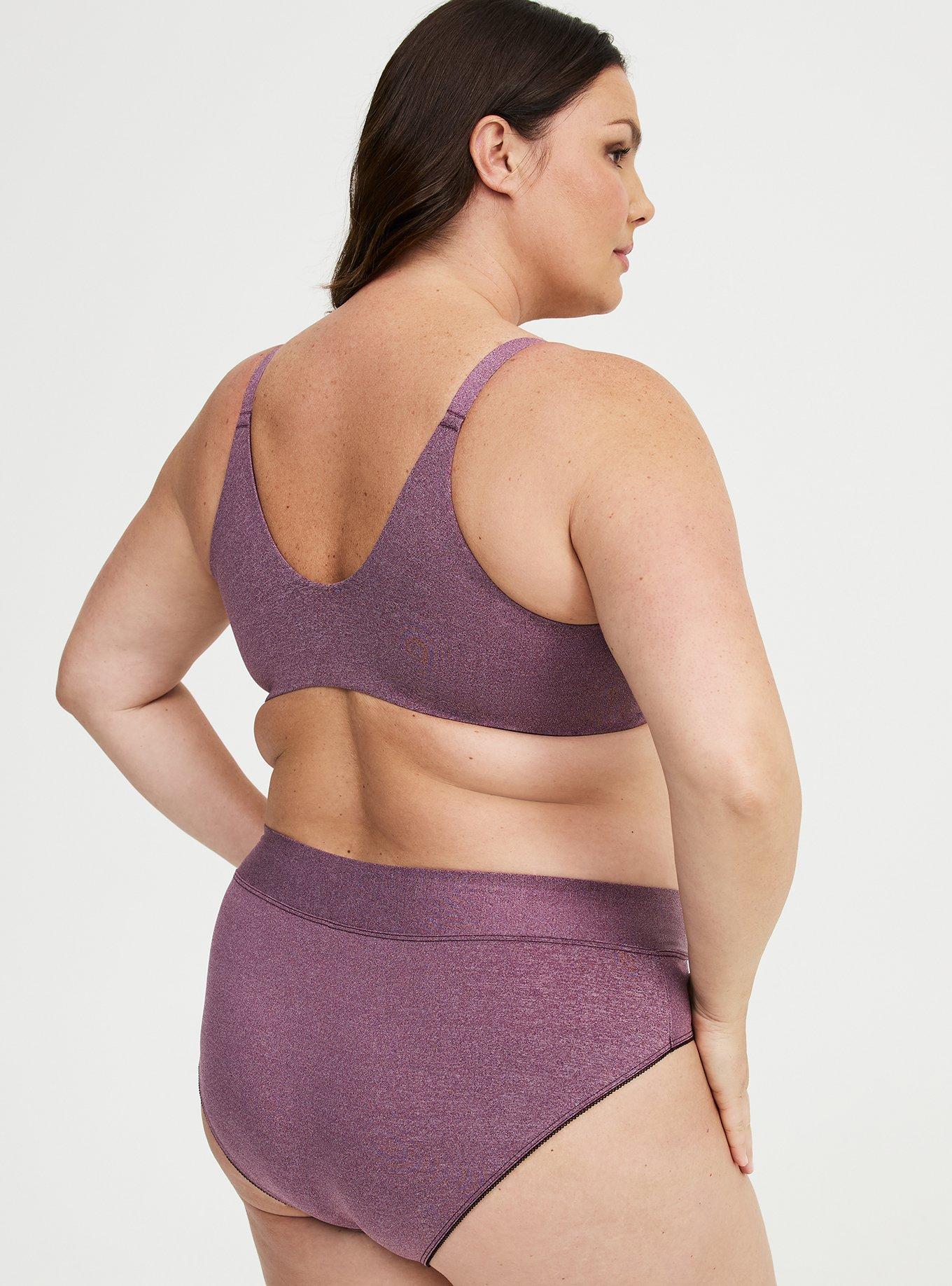 Microfiber Cross Front Mid-Rise Hipster Panty, POTENT PURPLE HEATHER, alternate