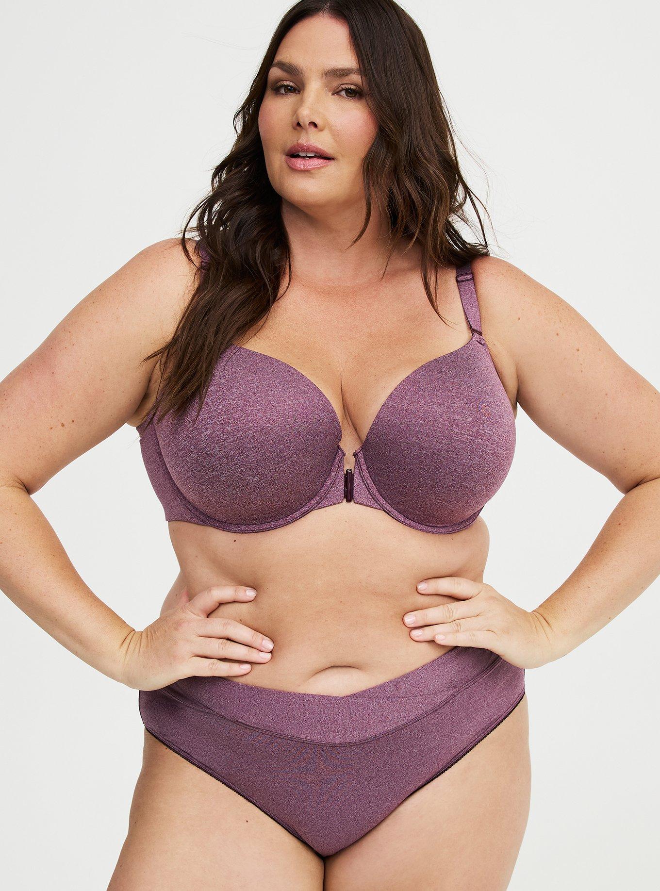 Microfiber Cross Front Mid-Rise Hipster Panty, POTENT PURPLE HEATHER, alternate