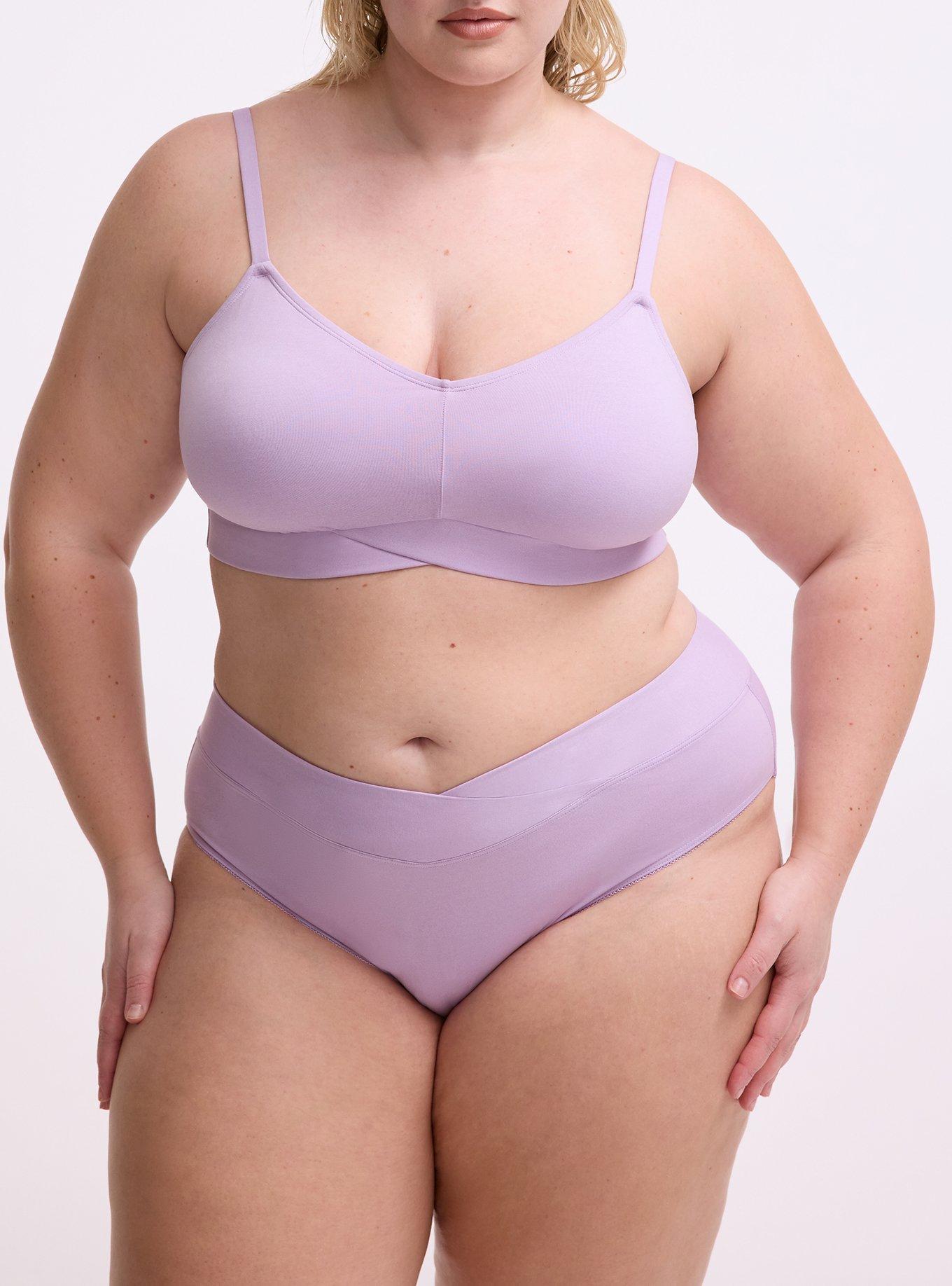 Microfiber Cross Front Mid-Rise Hipster Panty, LAVENDULA HEATHER, alternate