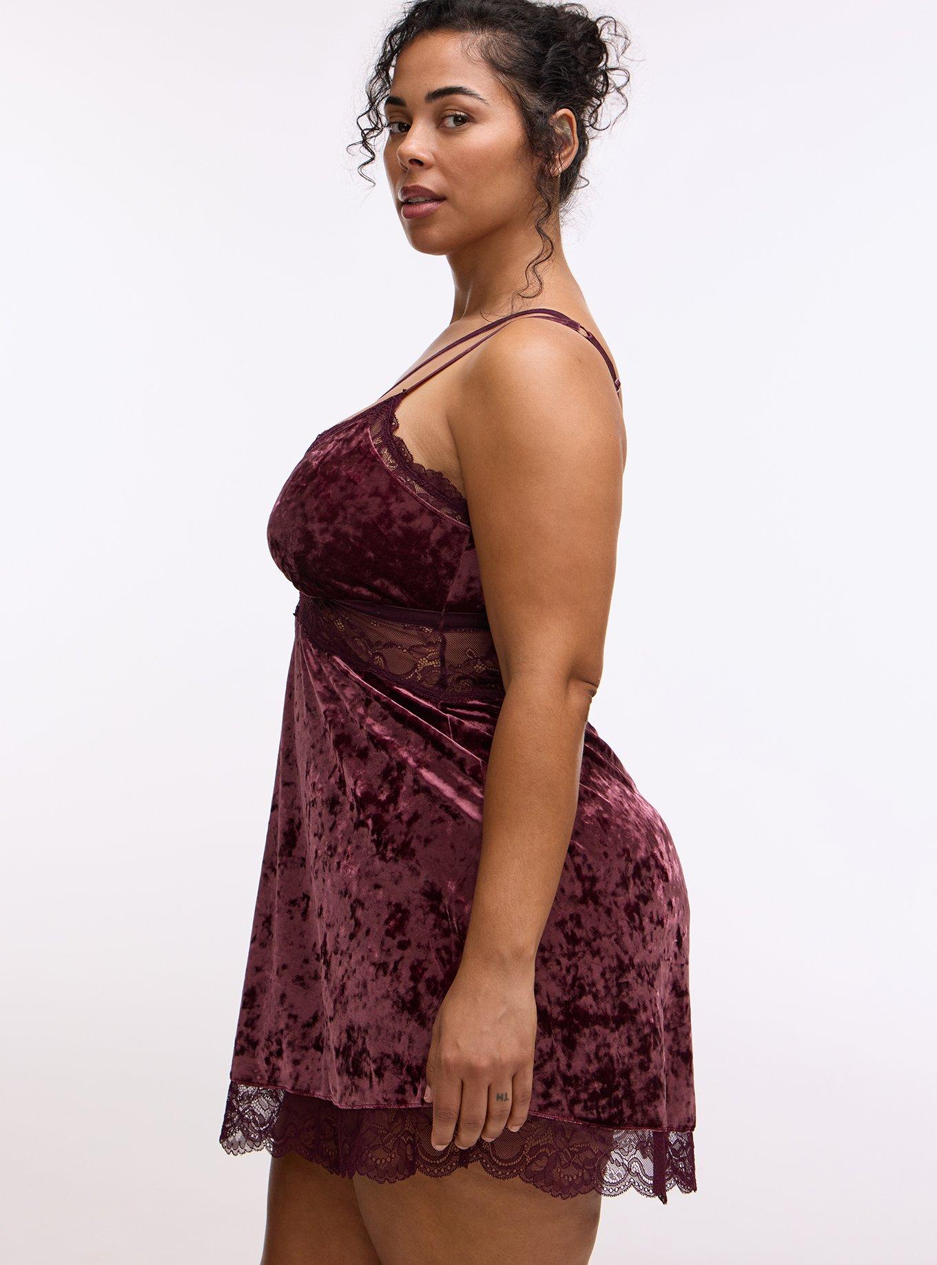 Strappy Velour Lingerie Slip, FIG, alternate