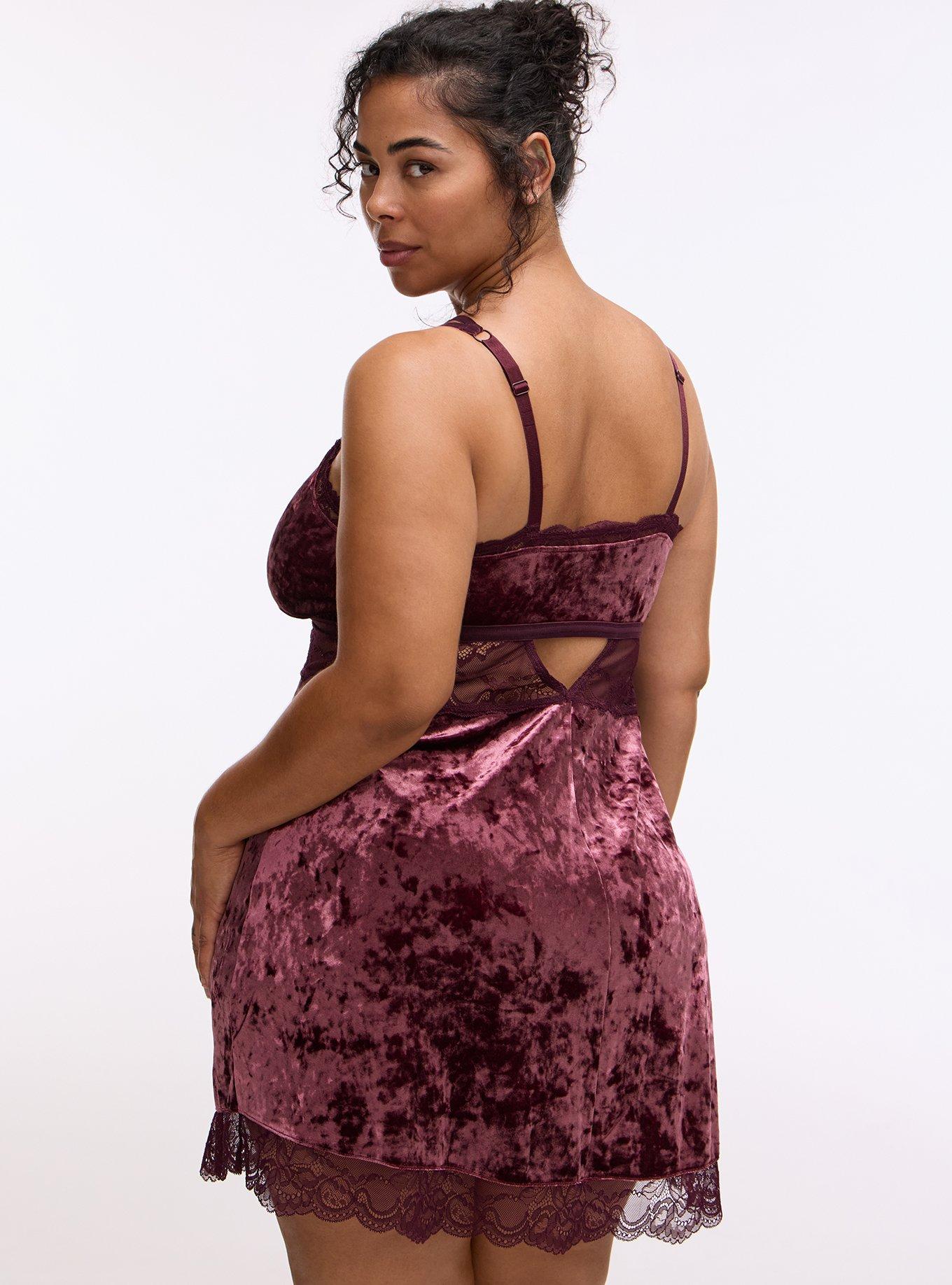 Strappy Velour Lingerie Slip, FIG, alternate