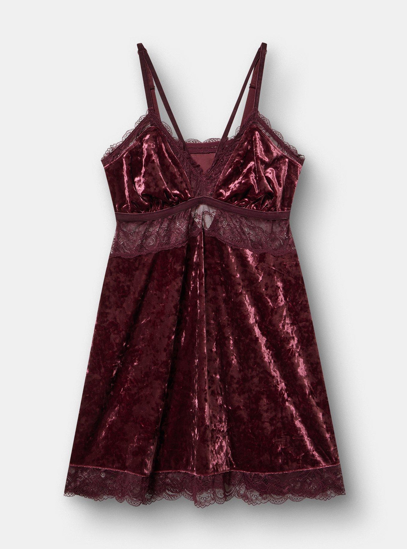 Strappy Velour Lingerie Slip, FIG, flat
