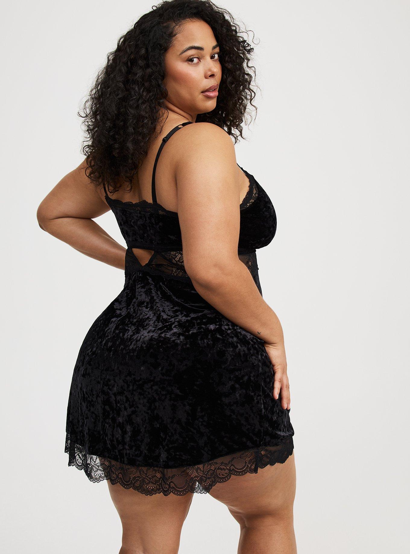 Strappy Velour Lingerie Slip