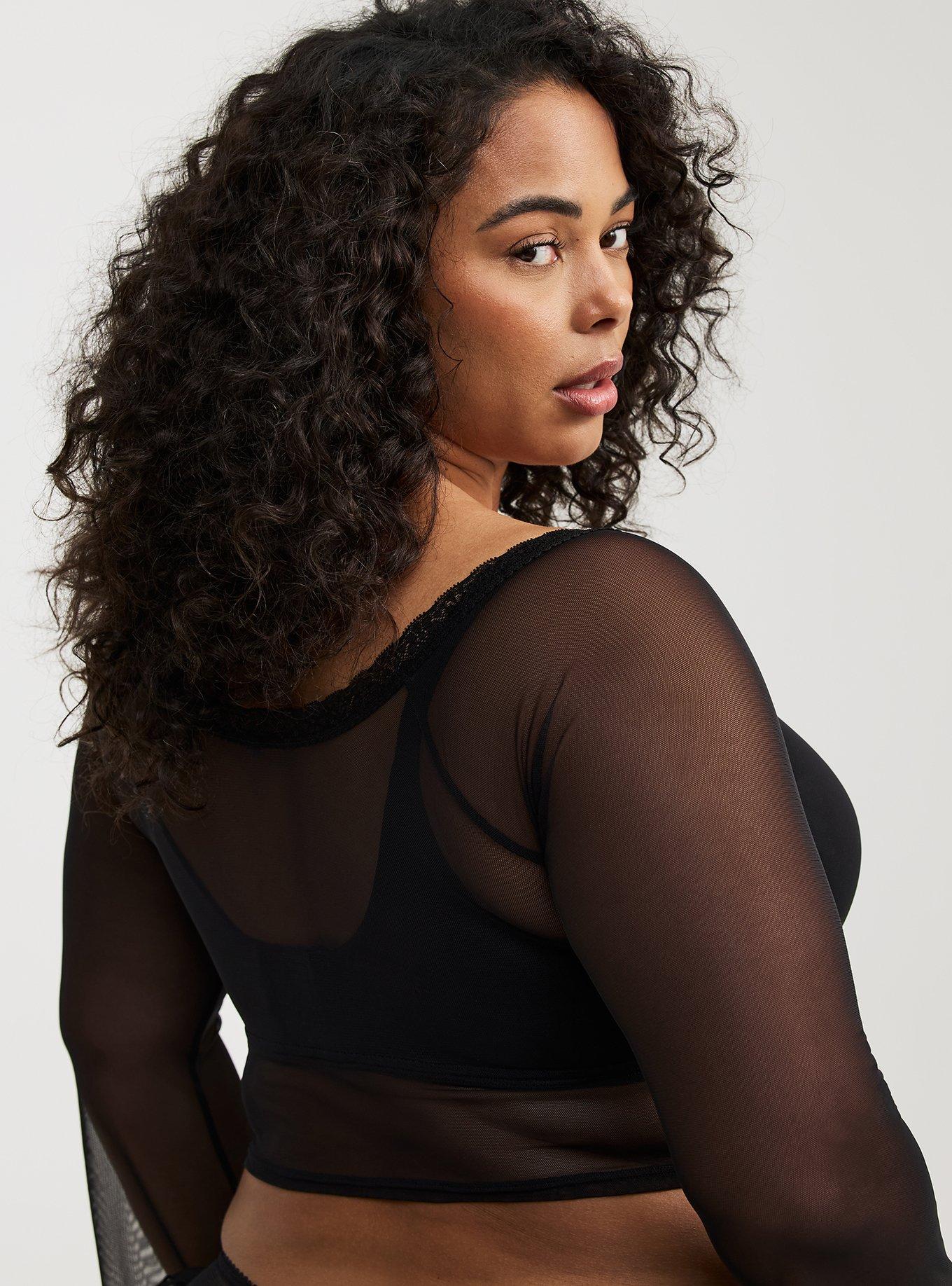 Bell Sleeve Mesh Crop Top