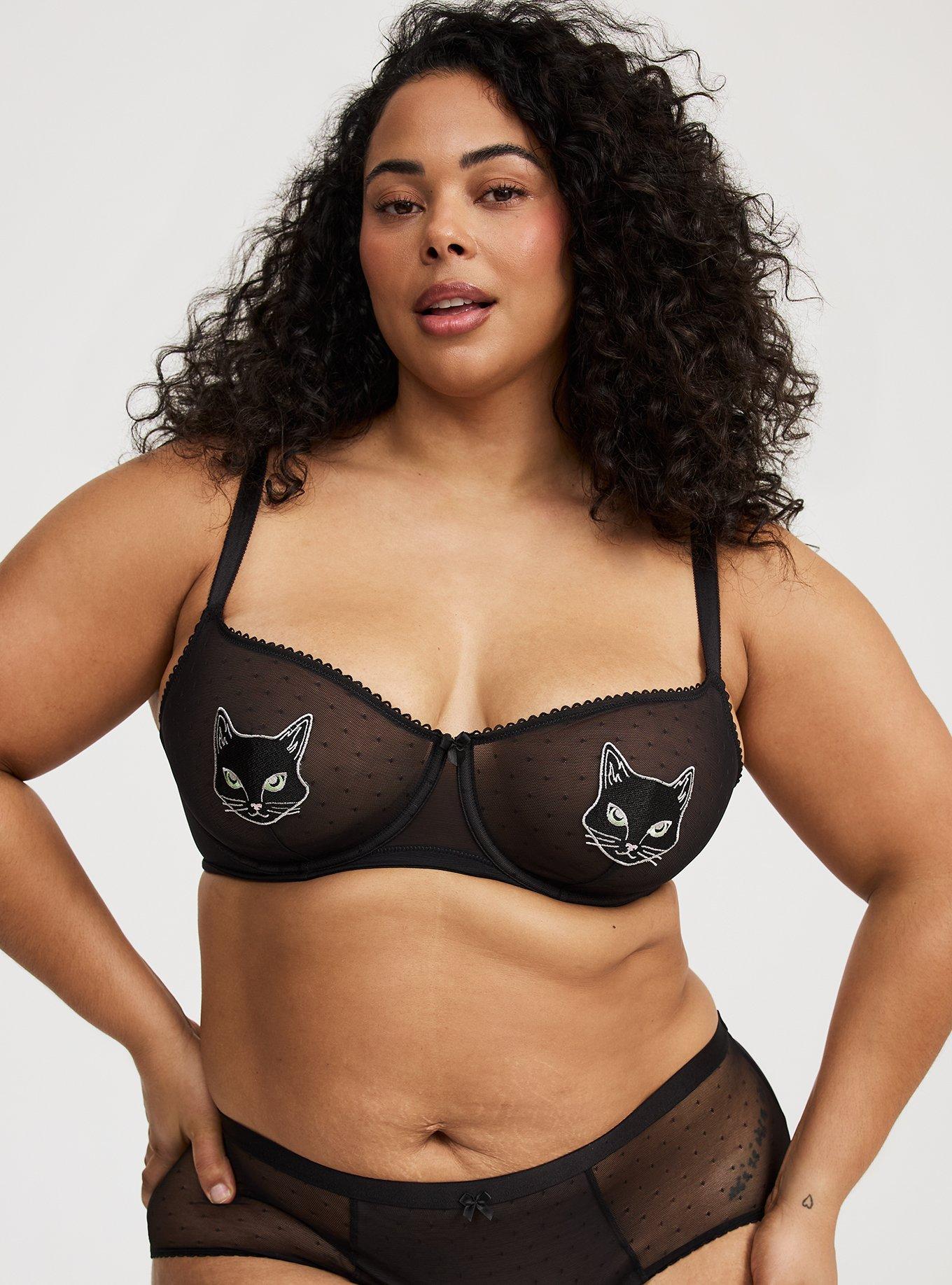Halloween Cat-Applique Balconette Bra
