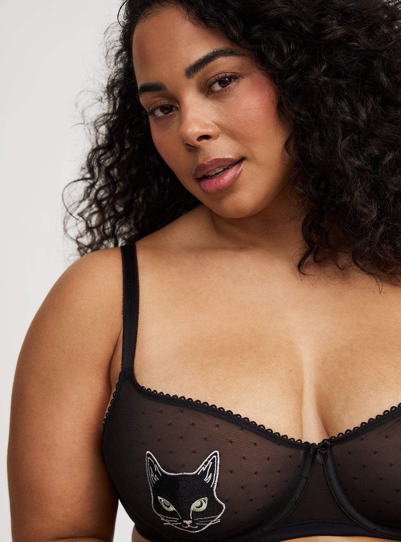 Halloween Cat-Applique Balconette Bra