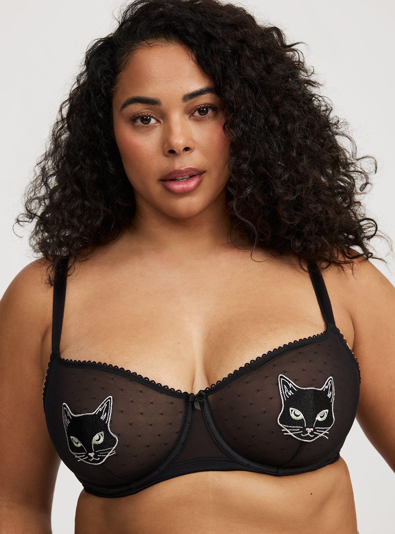 Halloween Cat-Applique Balconette Bra