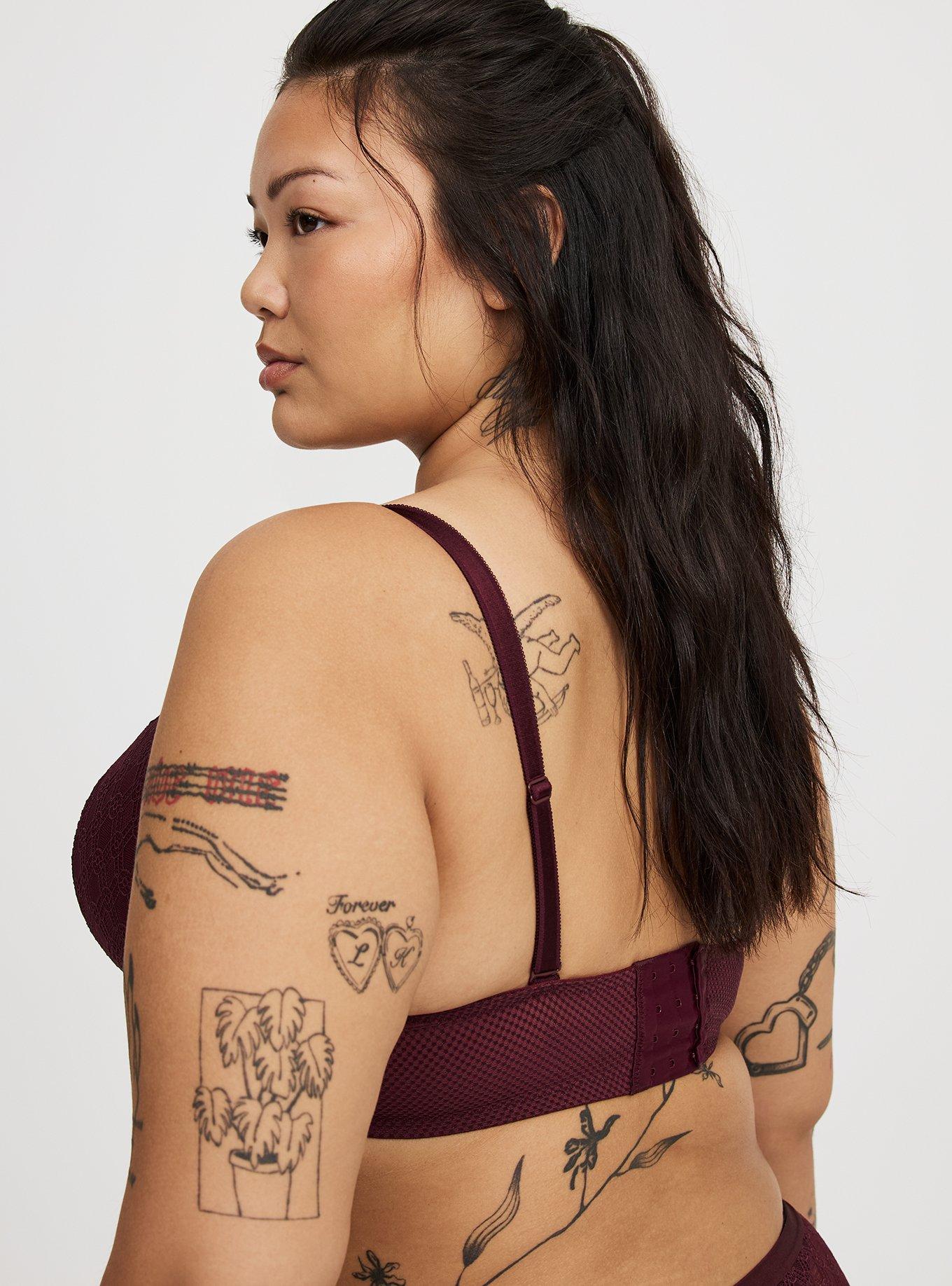 PU Plunge High Apex Lace Straight Back Bra