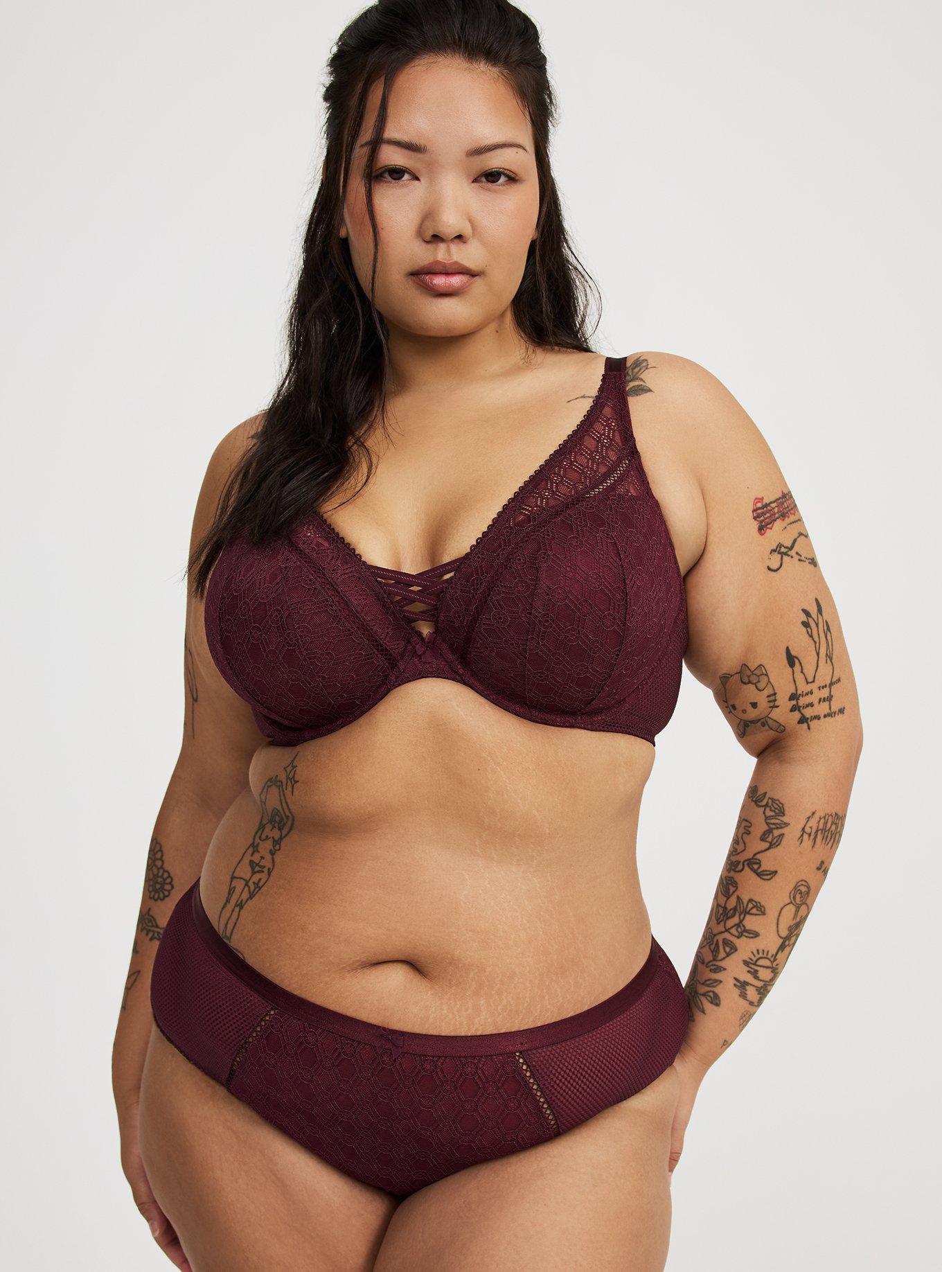 PU Plunge High Apex Lace Straight Back Bra