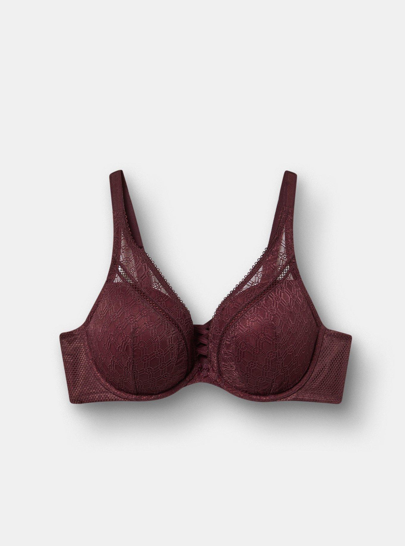 PU Plunge High Apex Lace Straight Back Bra