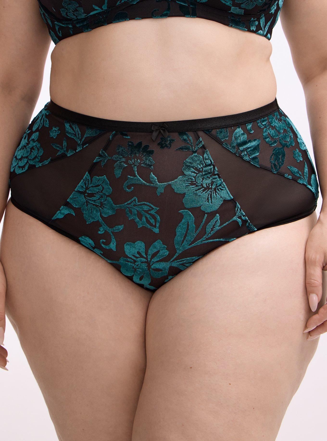Plus Size Velvet Burnout High-Rise Cheeky Panty, MICKI FLORAL BURNOUT BOTANICAL GARDEN, alternate